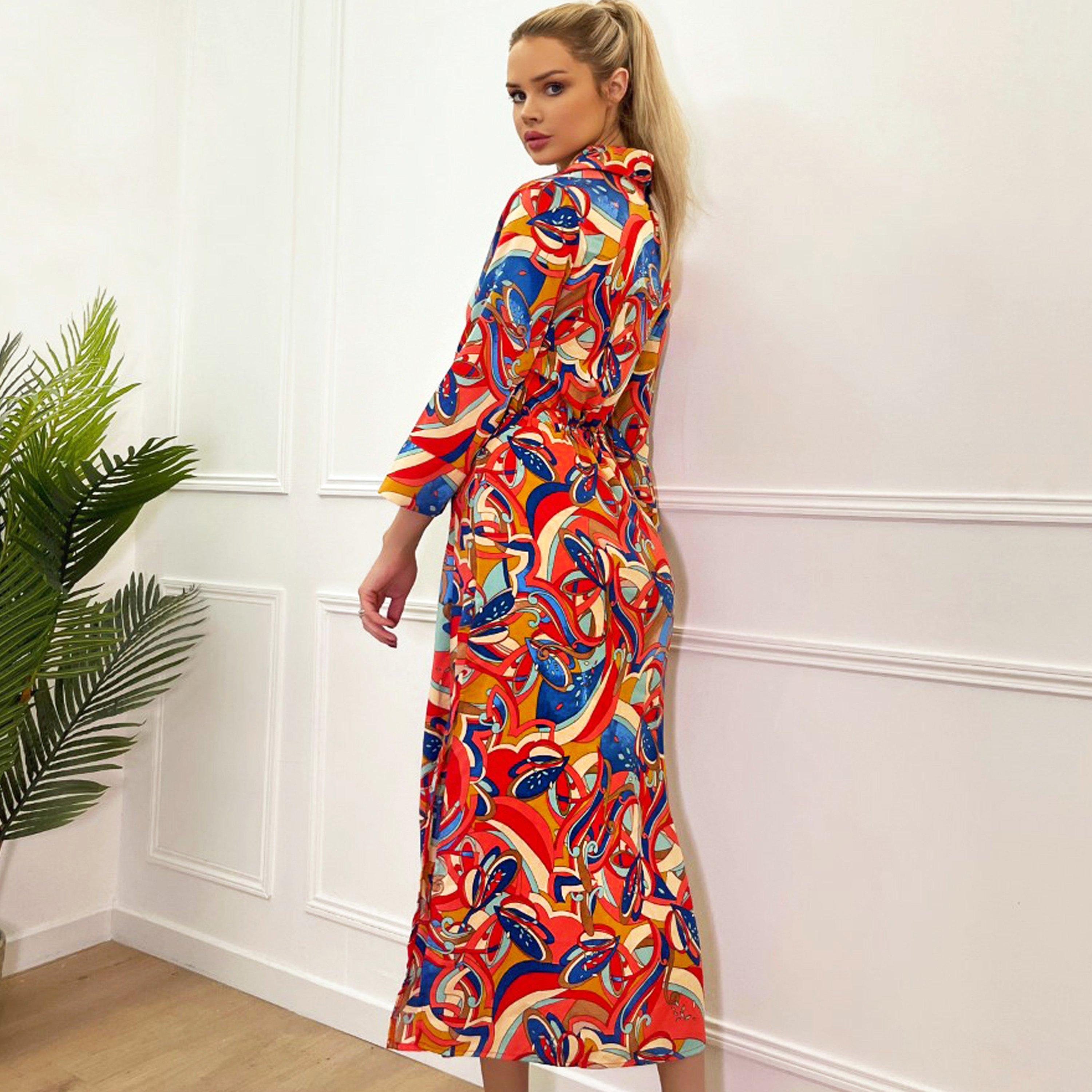 Multi - AX Paris - Printed Button Up Top Midi Dress - 2