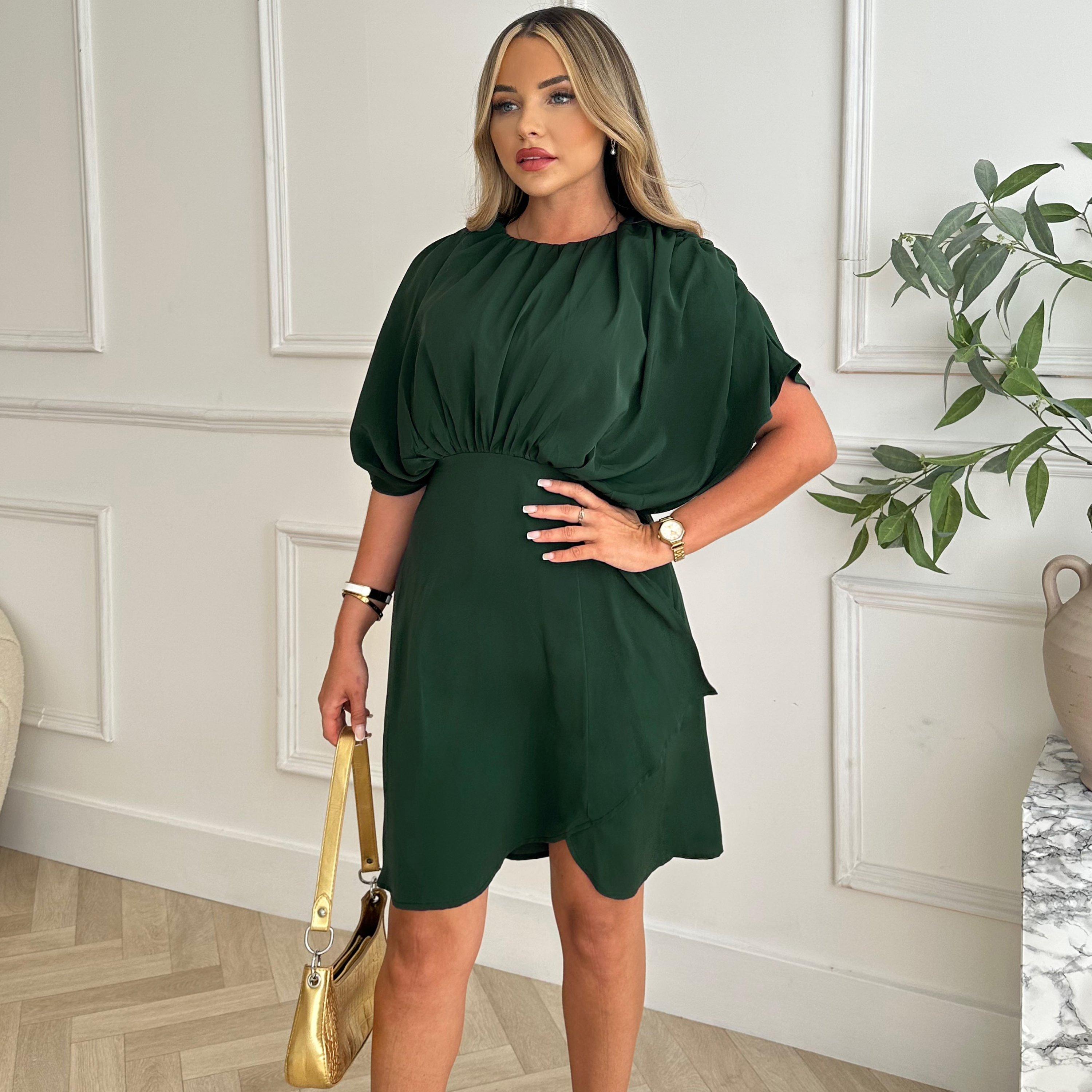 Teal - AX Paris - Gathered Top Mini Dress - 3