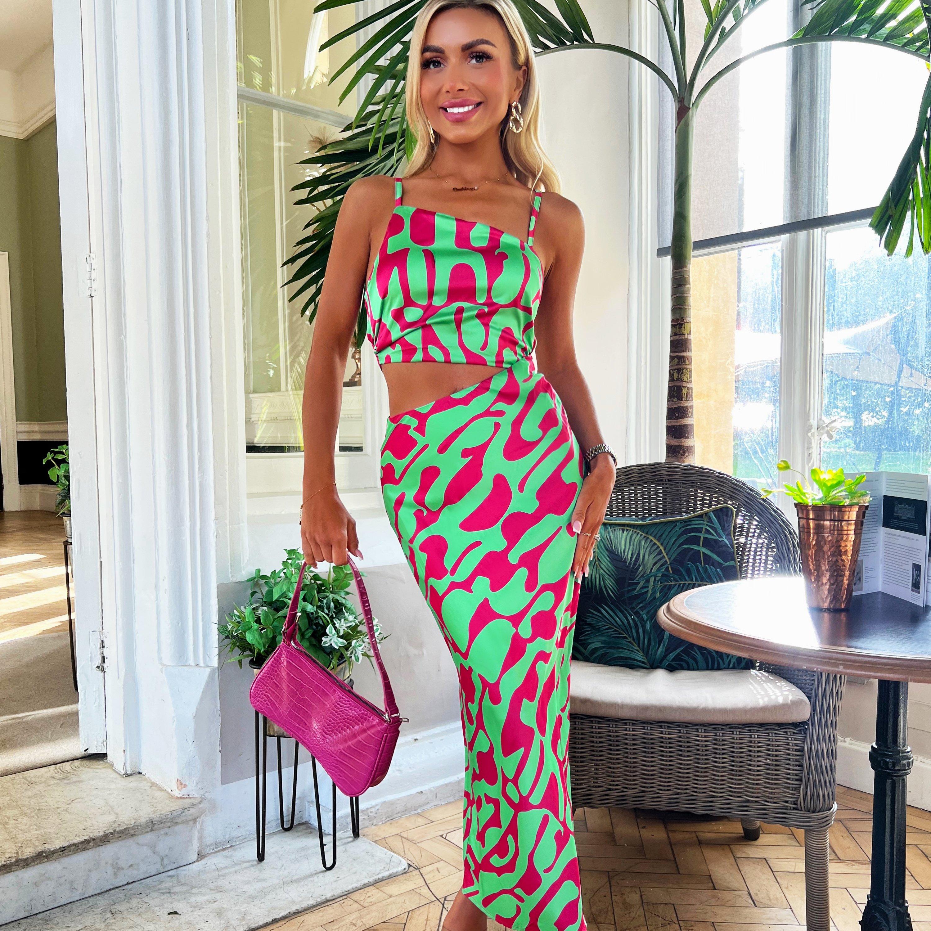 Multi - AX Paris - Abstract Print Asymmetric Cut Out Midi Dress - 3