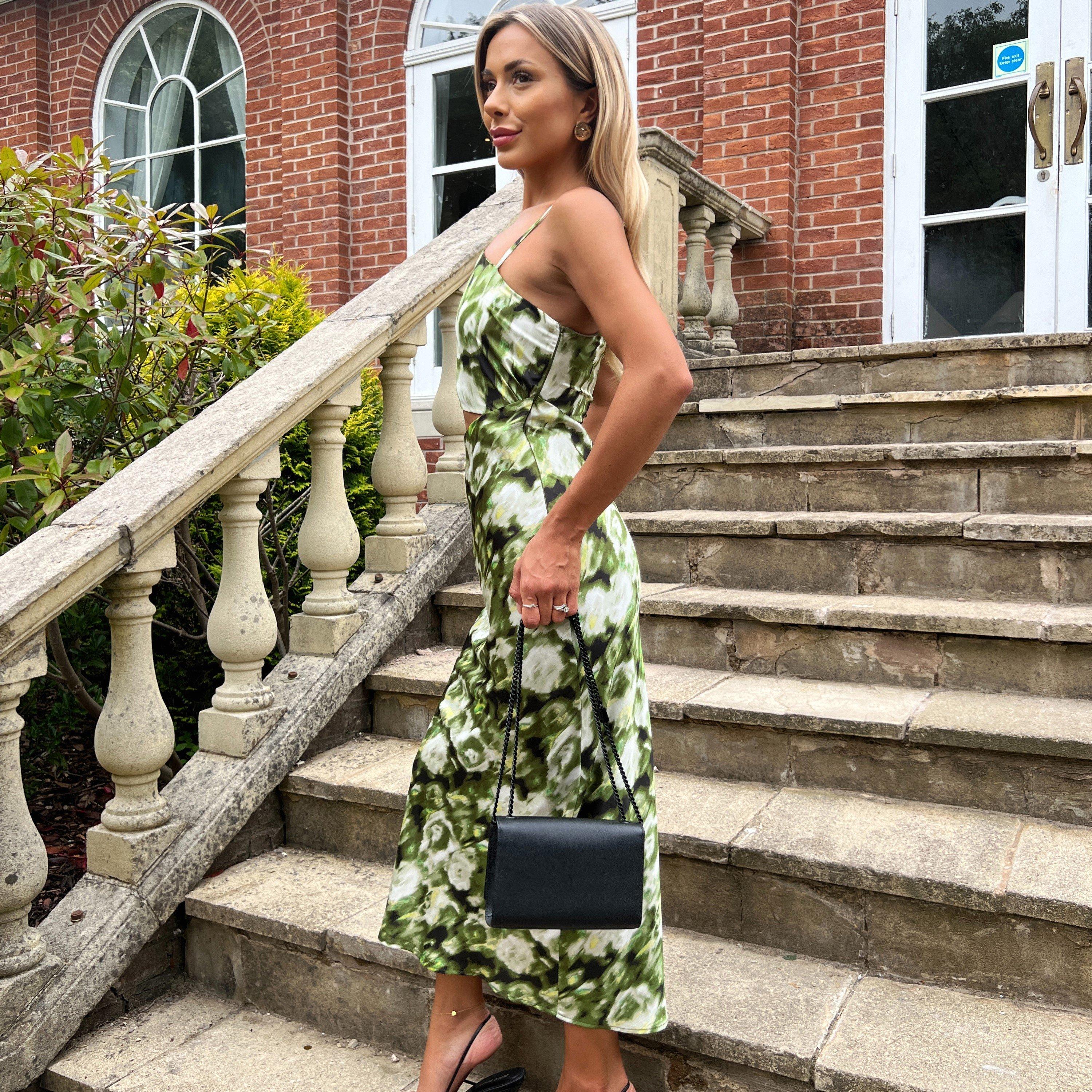 Green - AX Paris - Printed Asymmetric Cut Out Midi Dress - 4