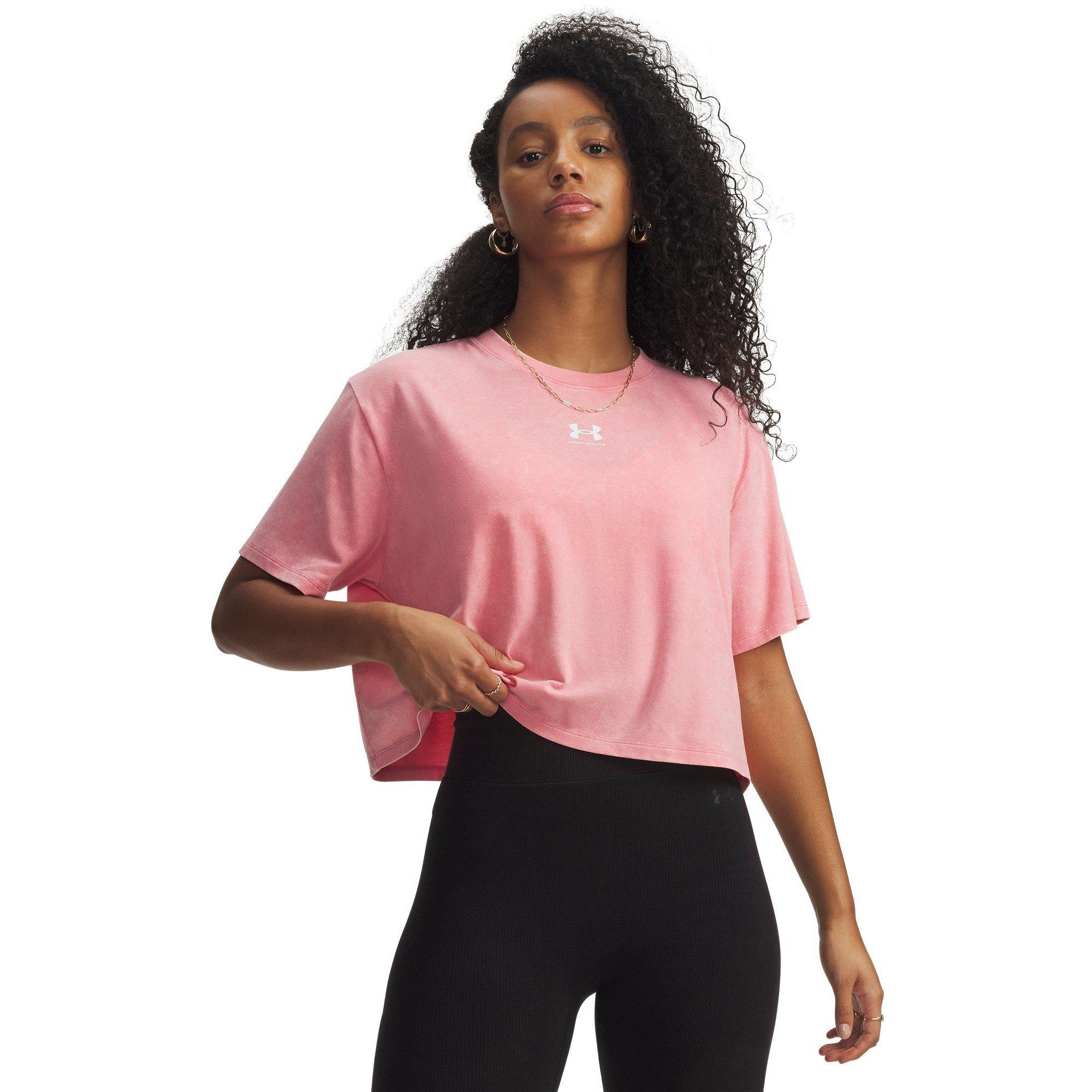 Pink/White - Under Armour - Women's Rival Boxy T-Shirt - 1