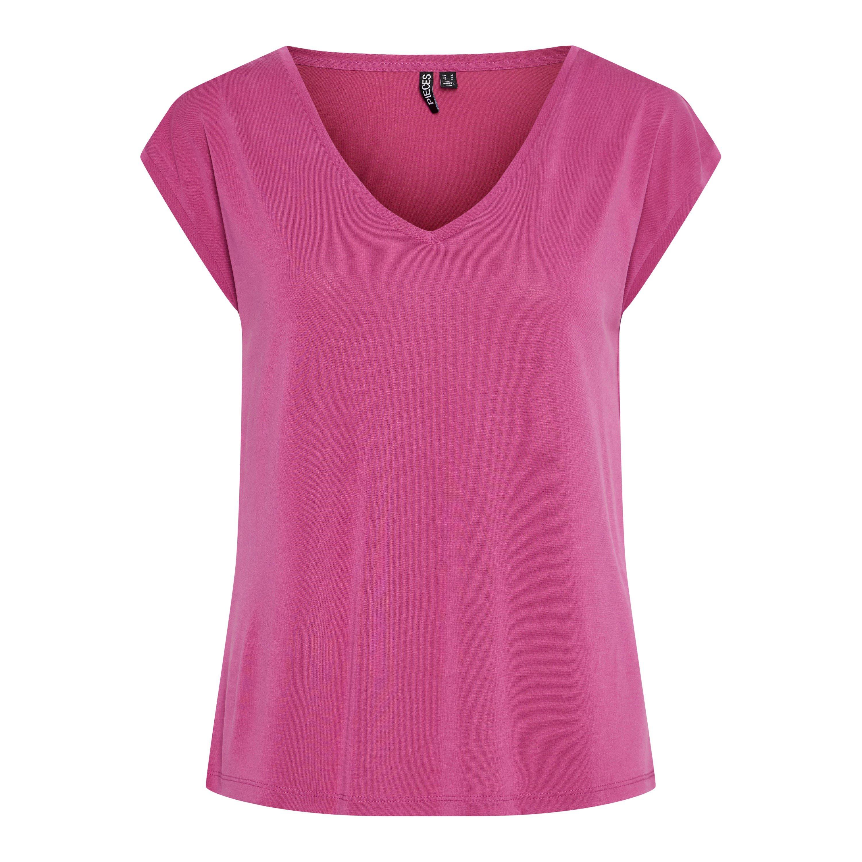 Pieces Women's Regular Fit Knitted T-Shirt - Fstivl Fuchsia - 12 (M)