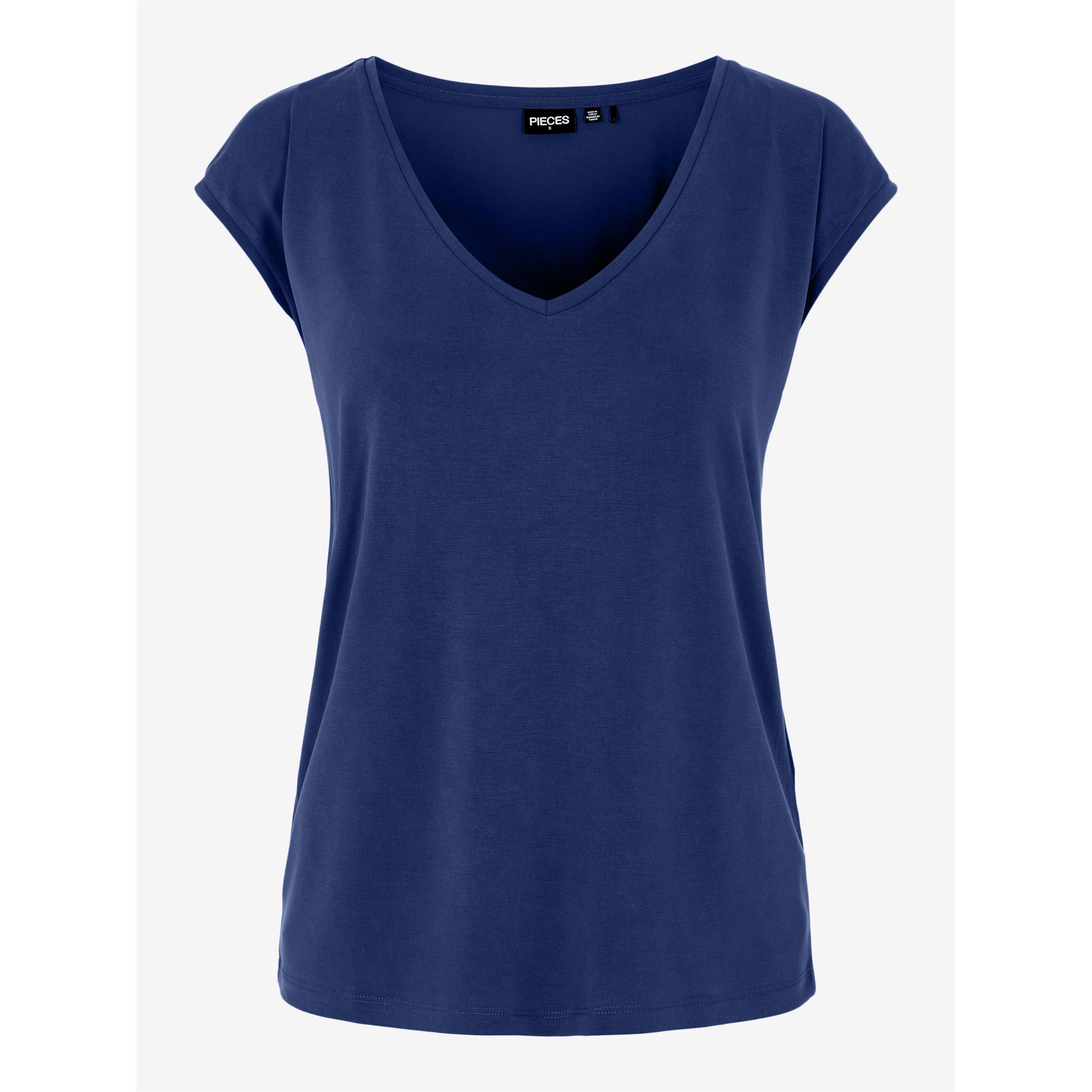 Pieces Women's Regular Fit Knitted T-Shirt - Bellwether Blue - 10 (S)