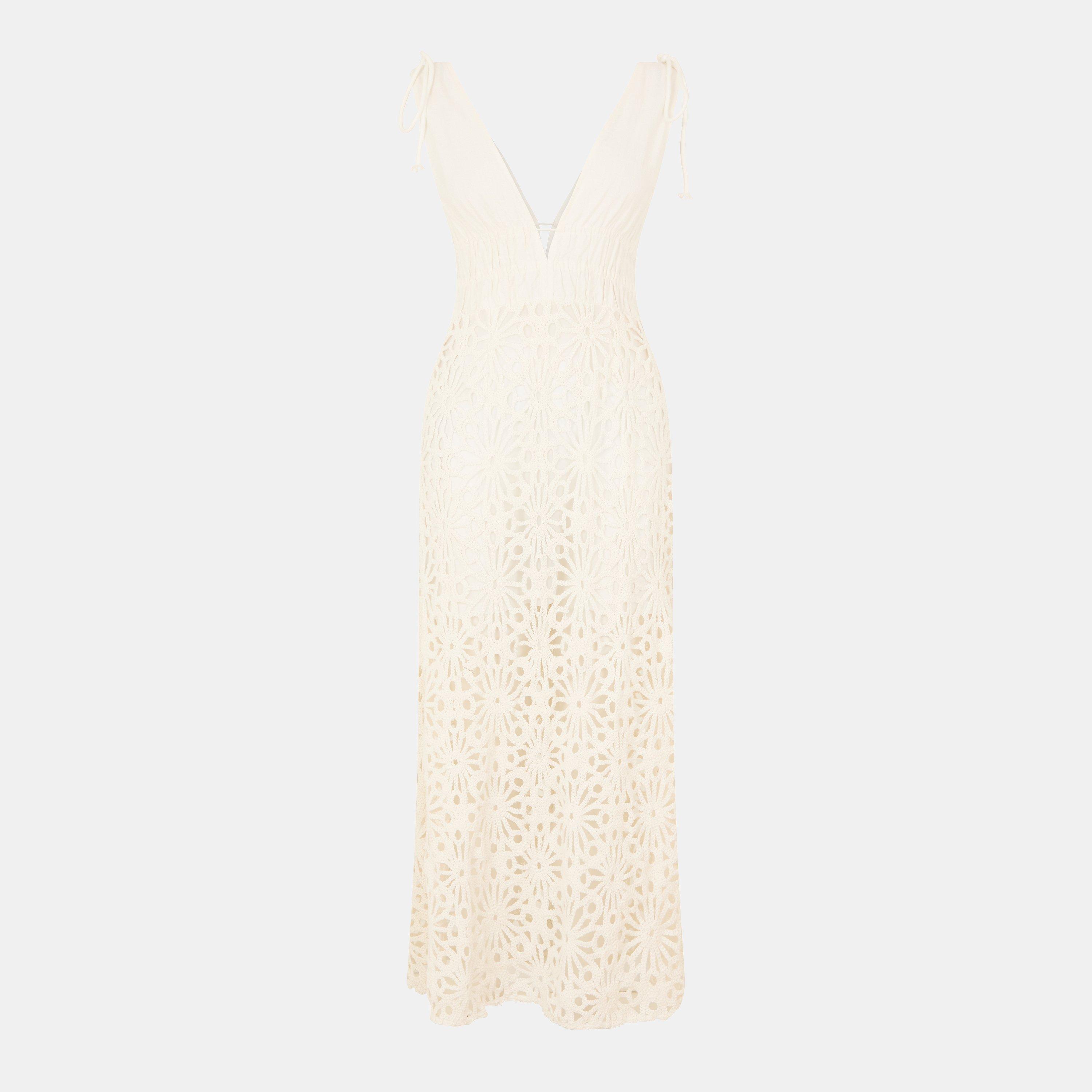 White - AmyLynn - Women's Crochet Maxi Dress - 1