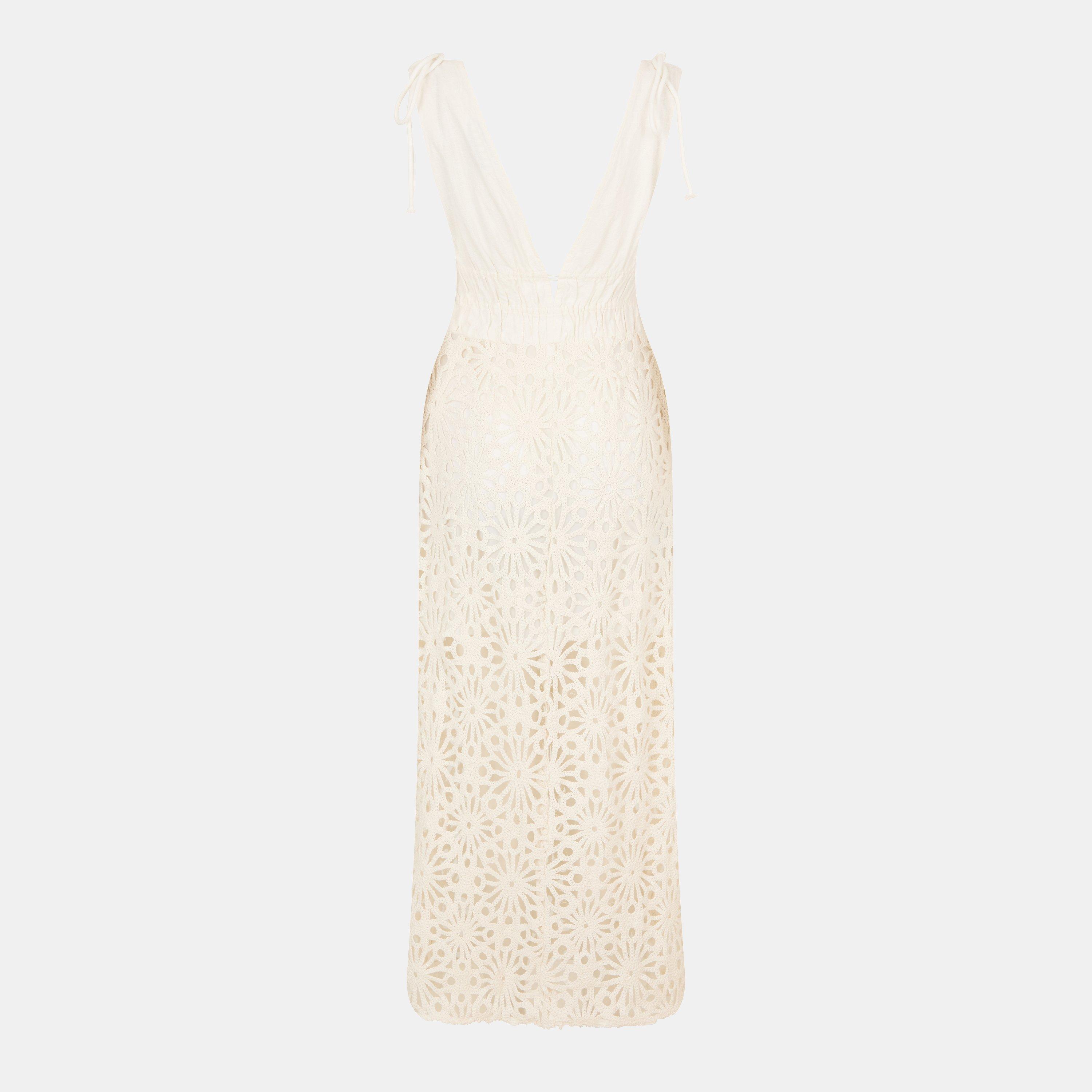 White - AmyLynn - Women's Crochet Maxi Dress - 2