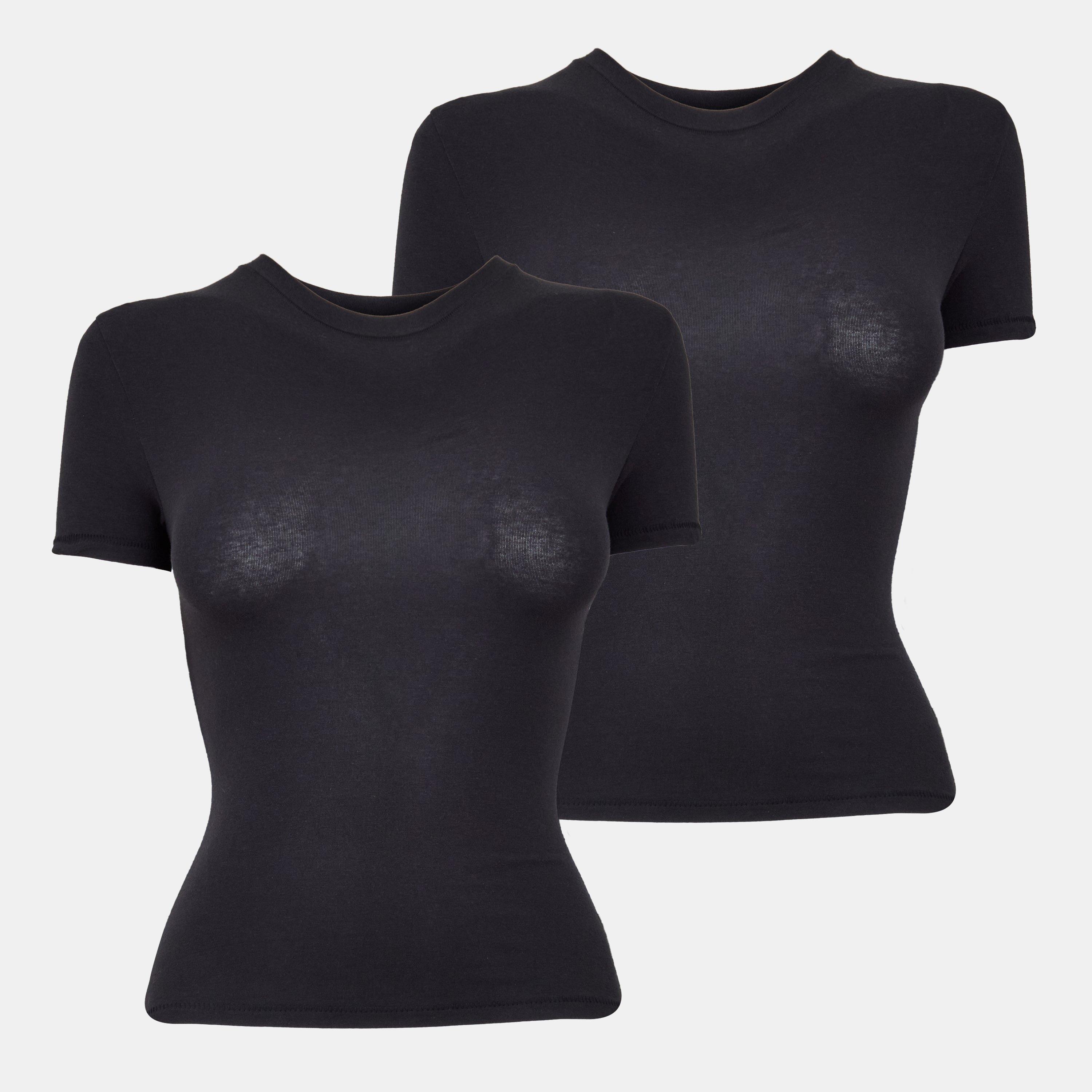 SKIMS Womens Cotton Jersey 2 Pack T-Shirt - Soot - Size 18 (2XL)