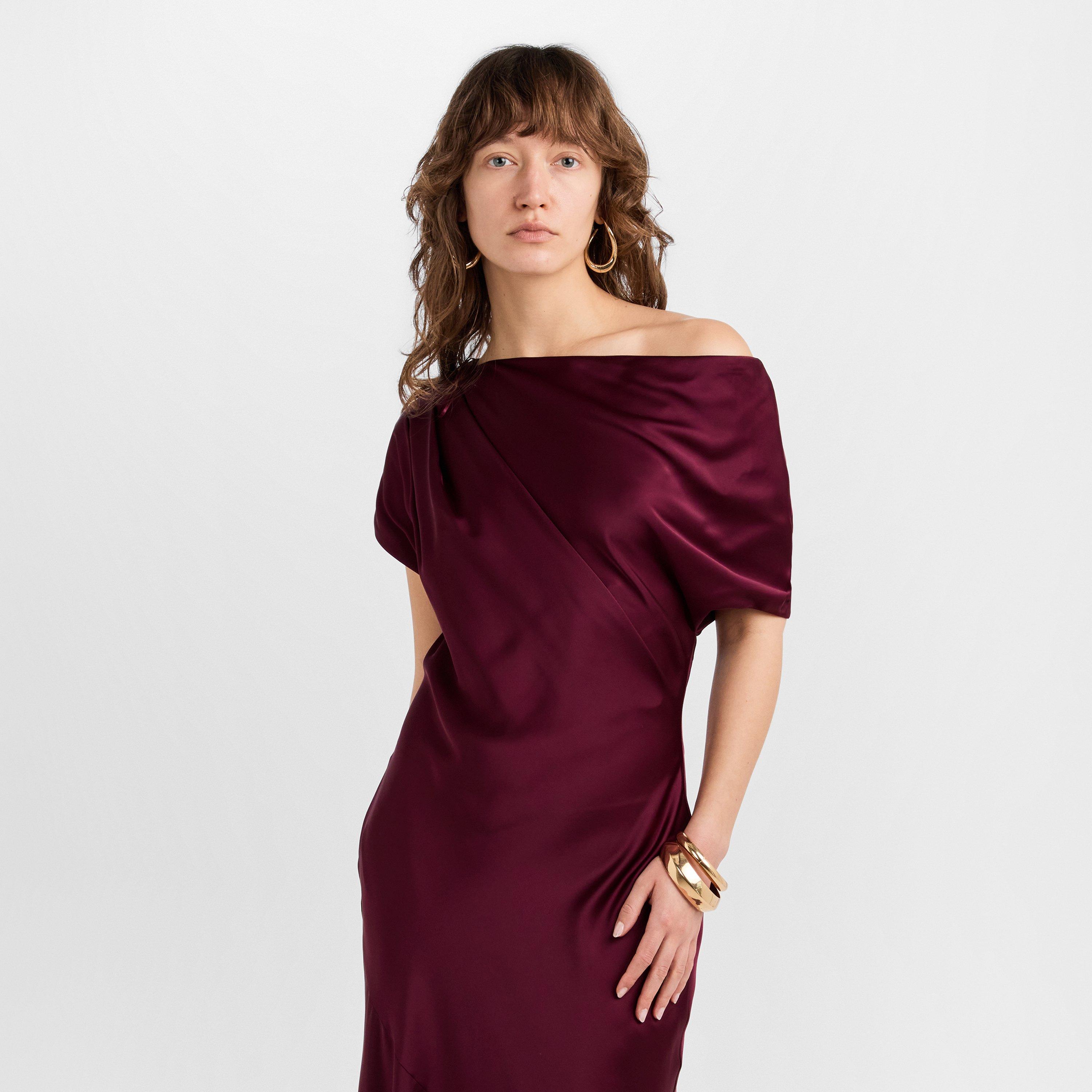 Dark Garnet - Lauren by Ralph Lauren - Women's Neagan Real Leather Ball Gown - 3