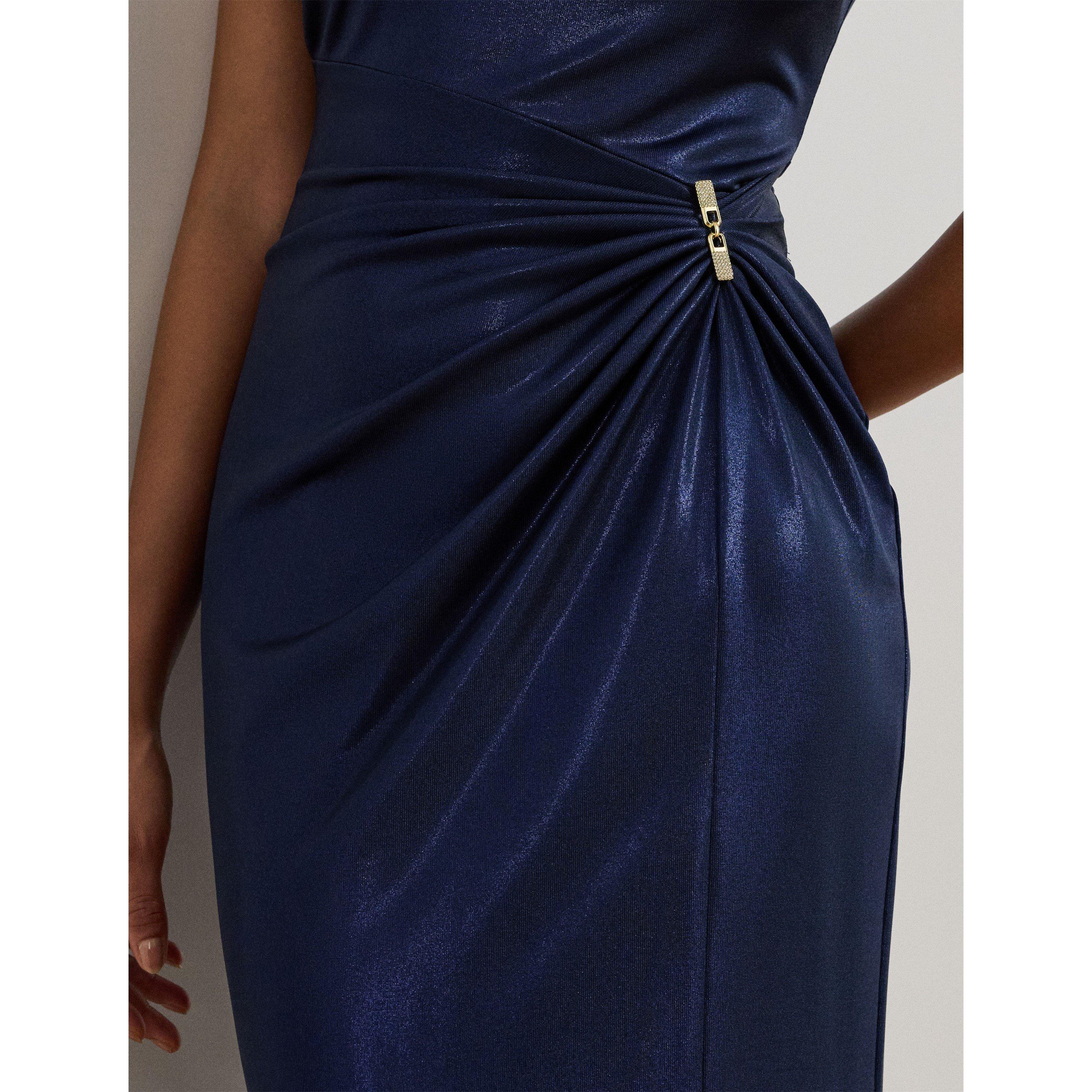 Navy/Foil - Lauren by Ralph Lauren - Women's Ilianne Real Leather Ball Gown - 5