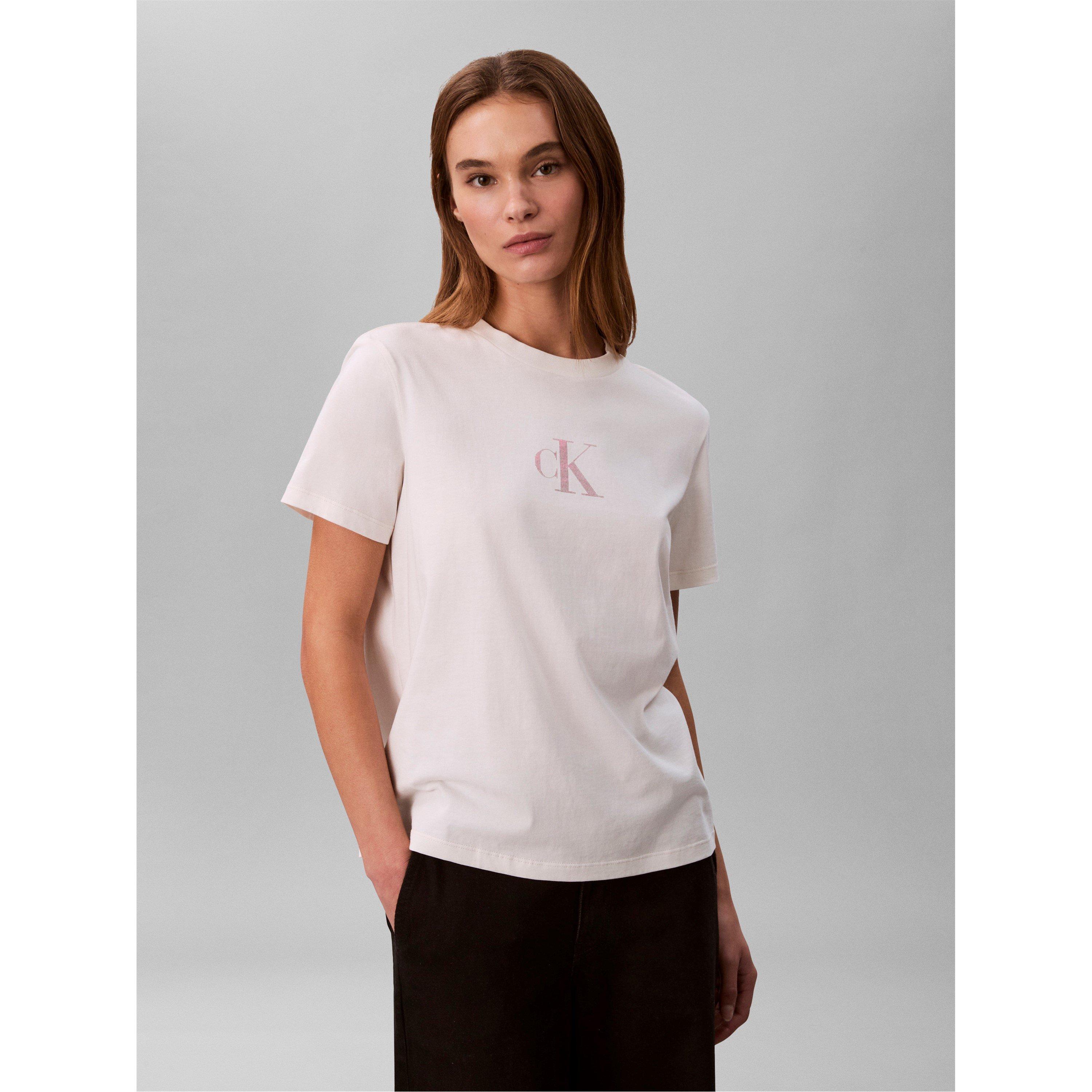 White Greige - Calvin Klein Jeans - Women's Foil CK T-Shirt - 1