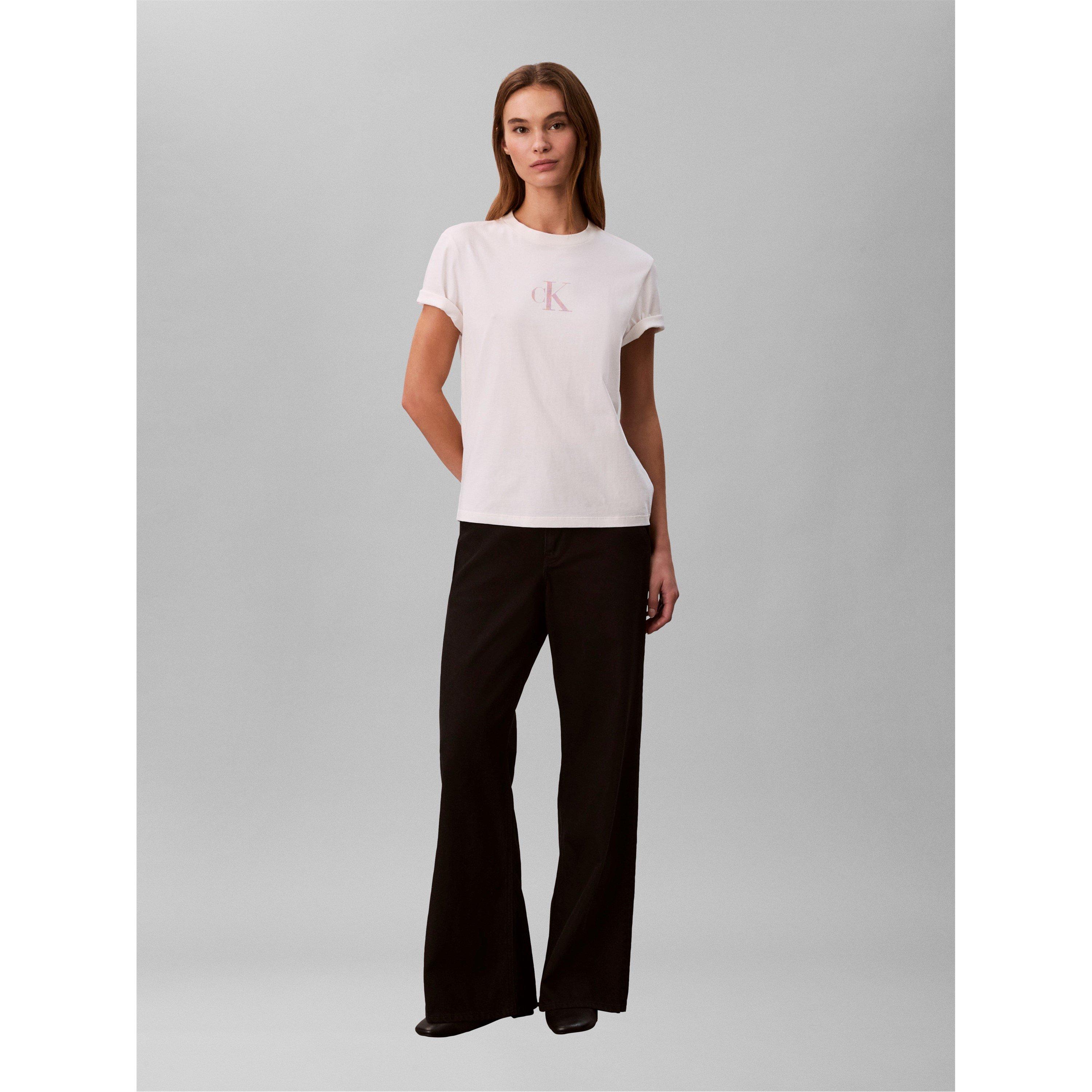 White Greige - Calvin Klein Jeans - Women's Foil CK T-Shirt - 4