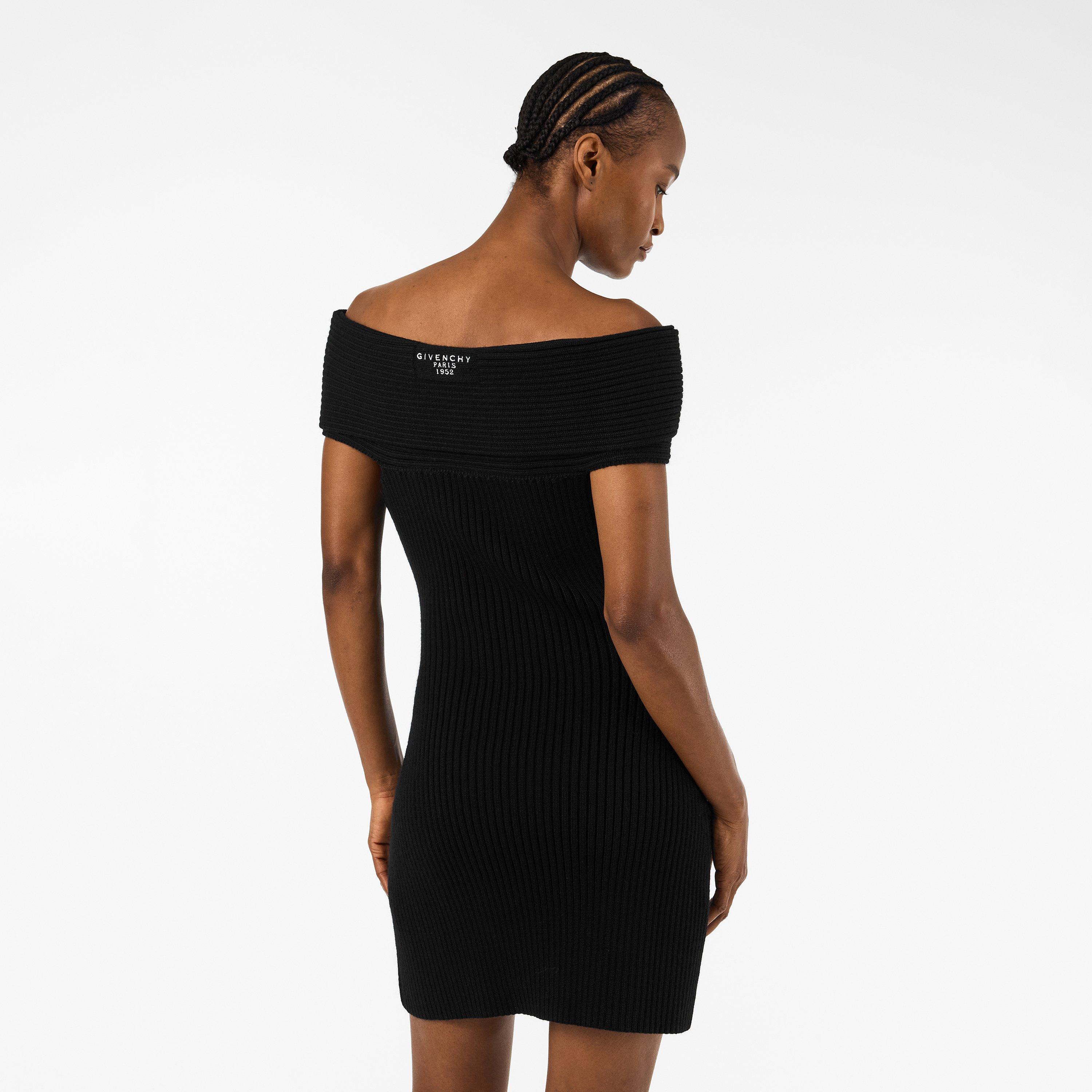 Black - GIVENCHY - Women's Off-Shoulder Mini Dress - 4