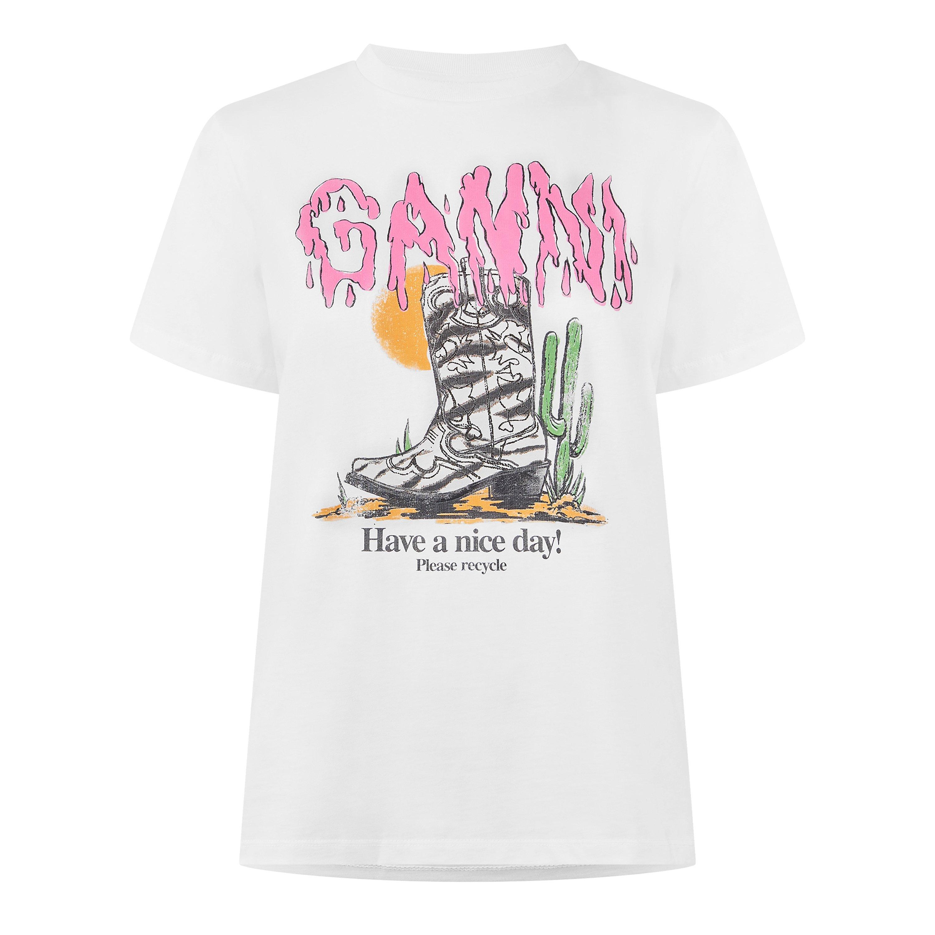 Bright White - Ganni - Women's Zebra Boot T-Shirt - 1