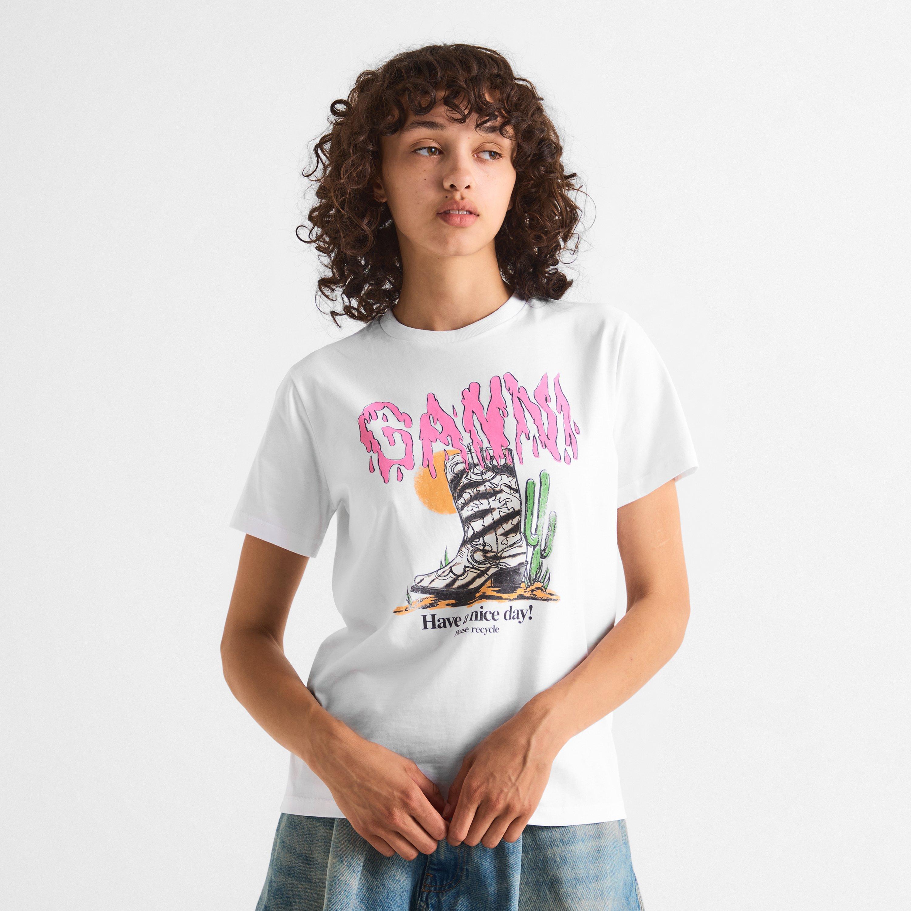 Bright White - Ganni - Women's Zebra Boot T-Shirt - 3