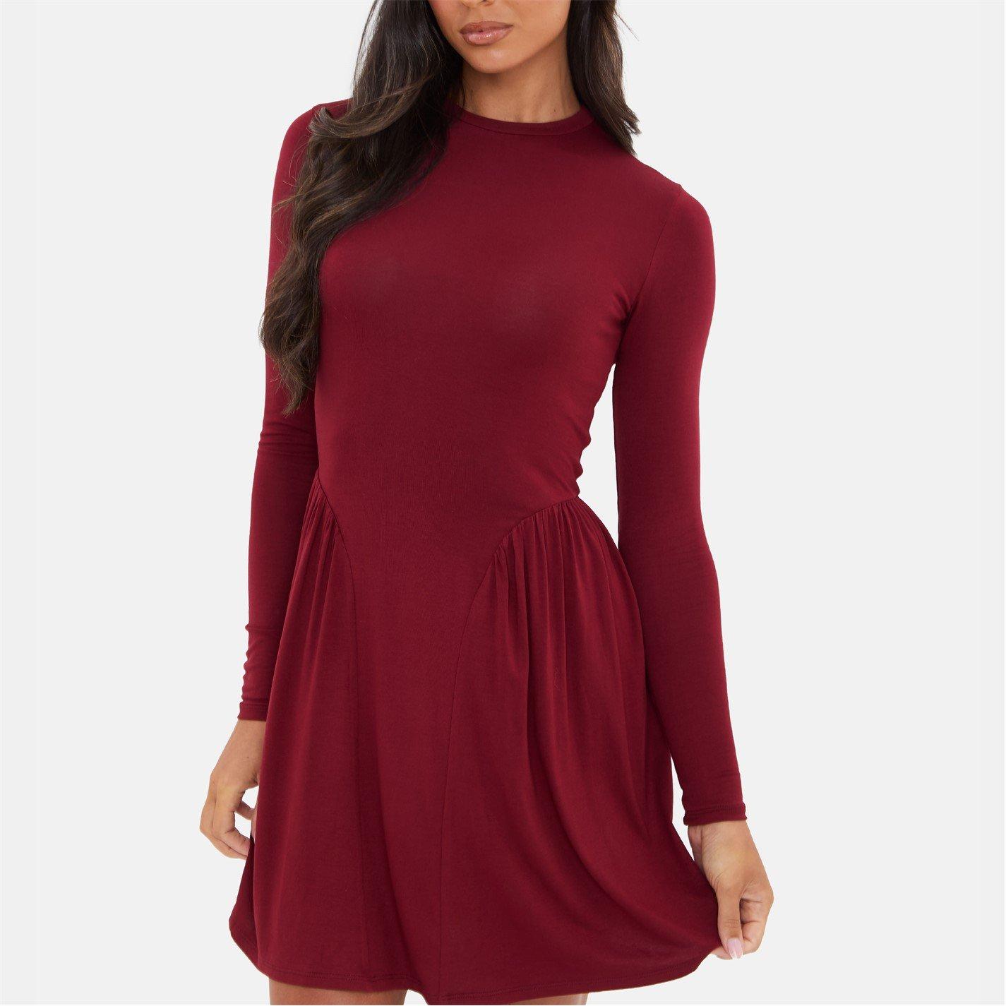 Burgundy - I Saw It First - Dropped Waist Mini Dress - 2