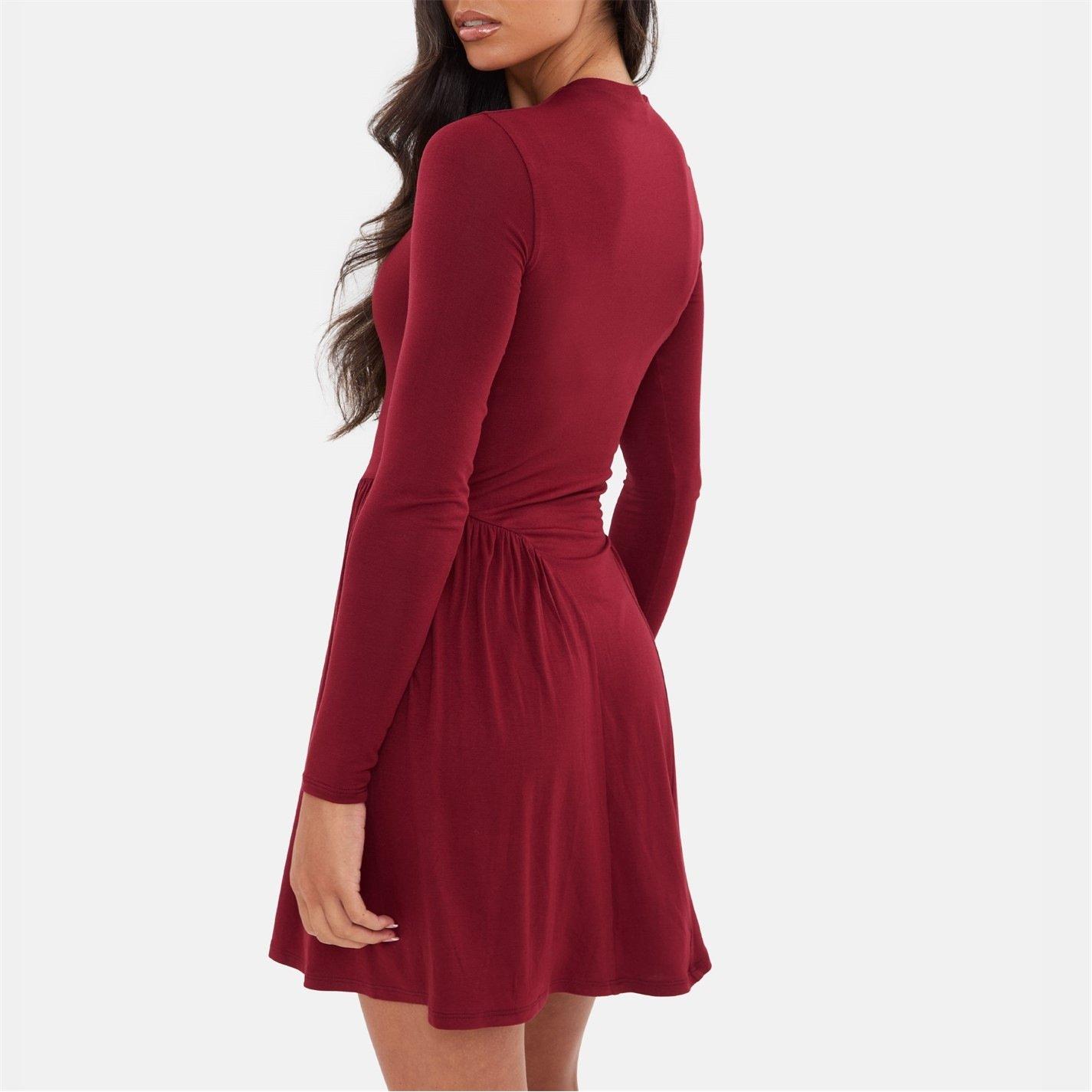 Burgundy - I Saw It First - Dropped Waist Mini Dress - 3