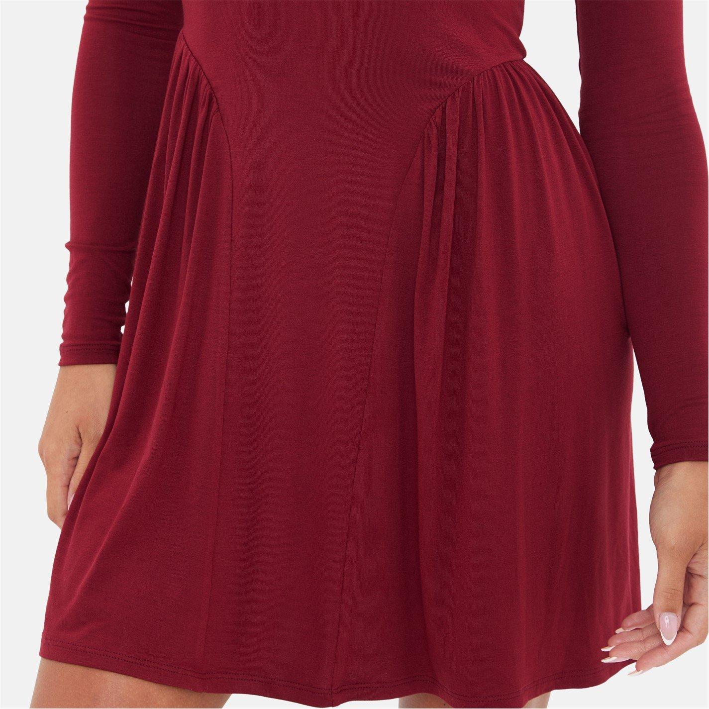 Burgundy - I Saw It First - Dropped Waist Mini Dress - 4
