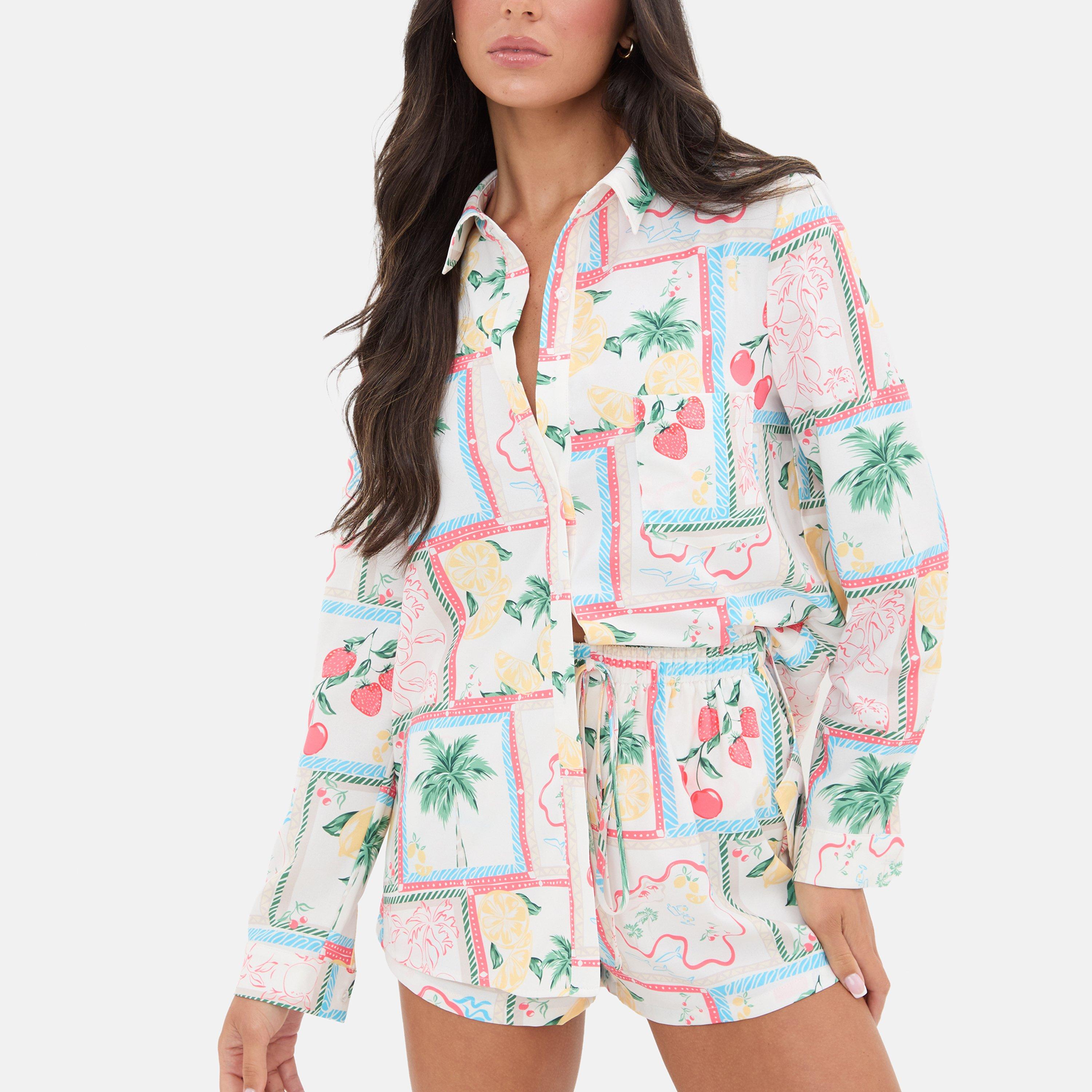 Creme - I Saw It First - Printed Crepe Long Sleeve Shirt - 1
