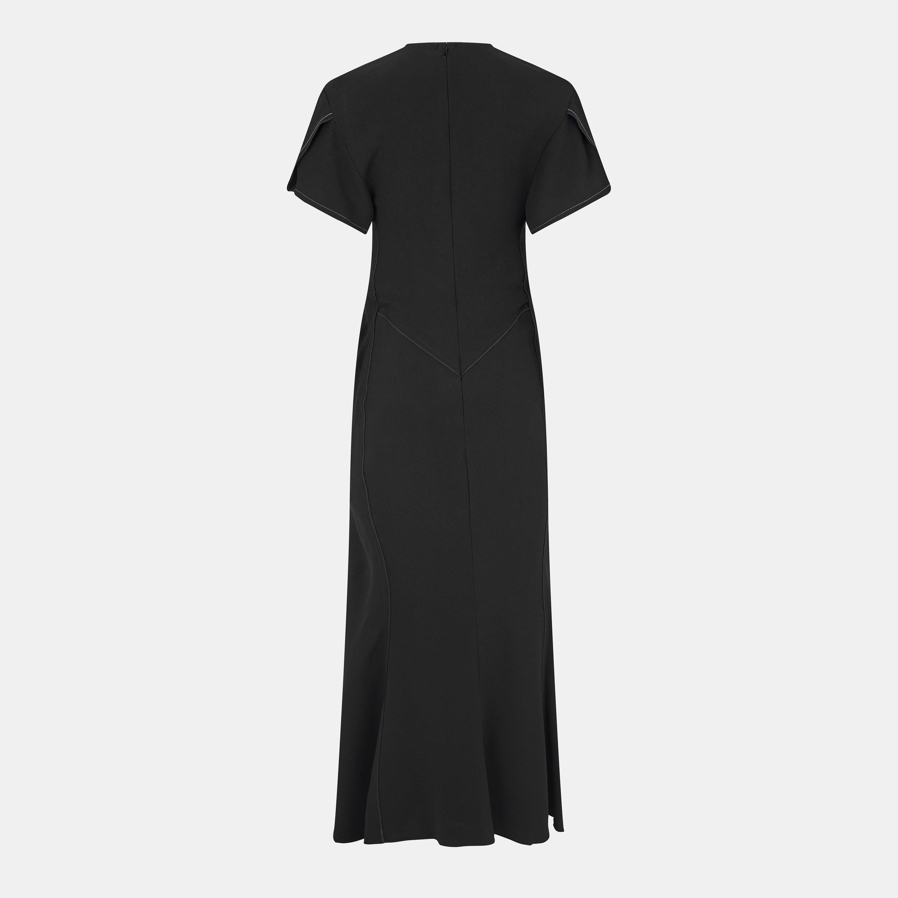 Black - Victoria Beckham - Gathered V-Neck Midi Dress - 2