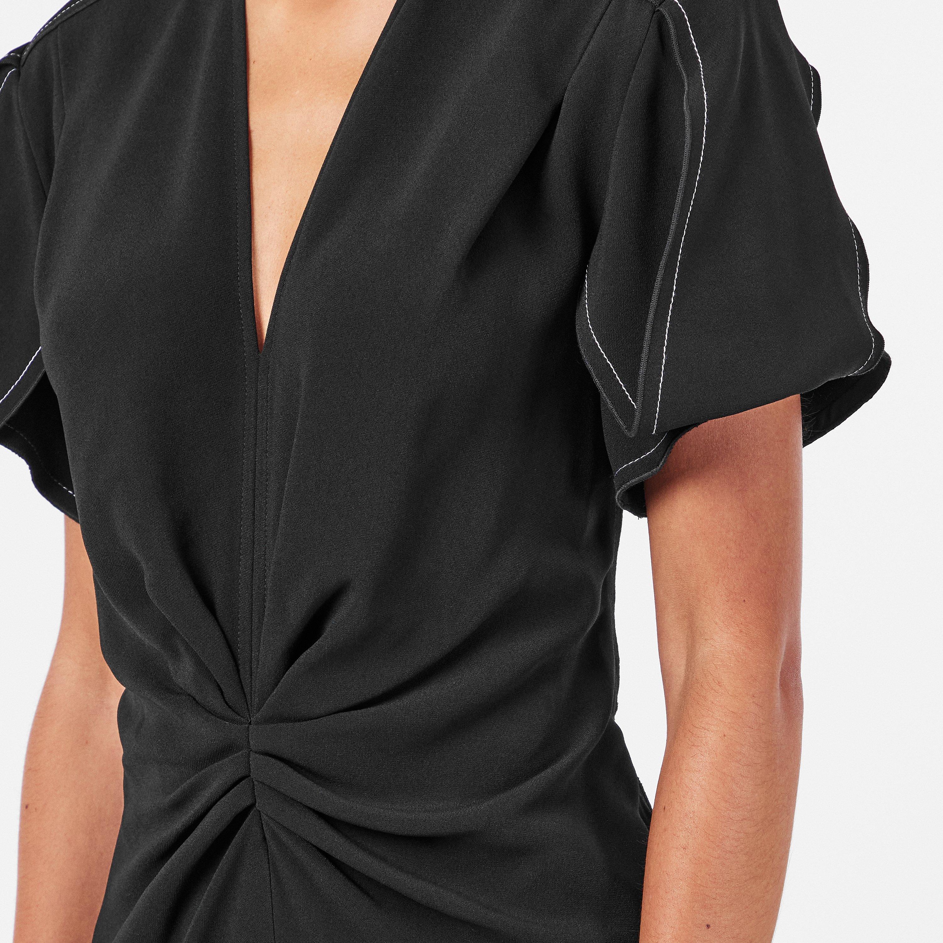 Black - Victoria Beckham - Gathered V-Neck Midi Dress - 5