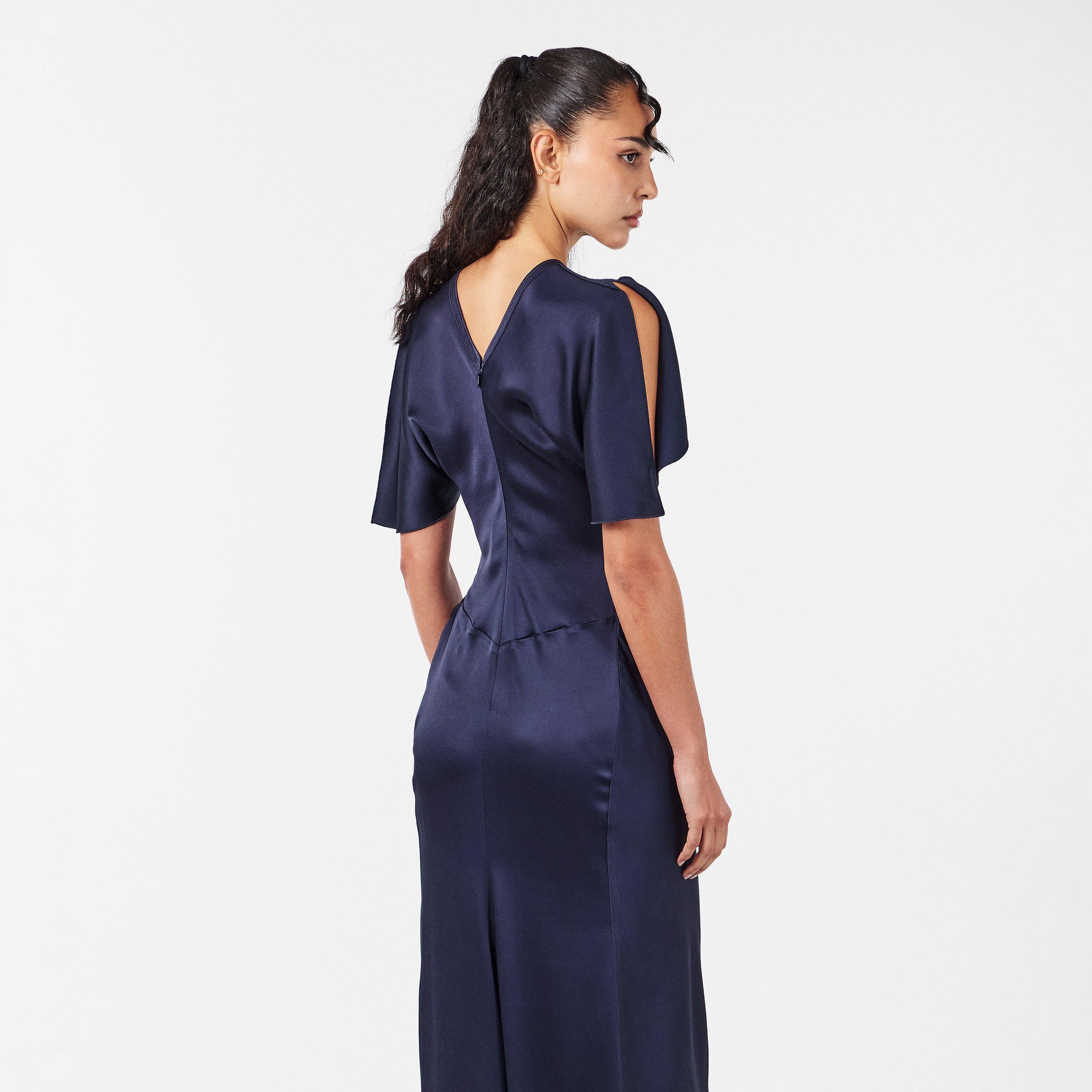 Midnight - Victoria Beckham - Womens Gathered Waist Maxi Dress - 4