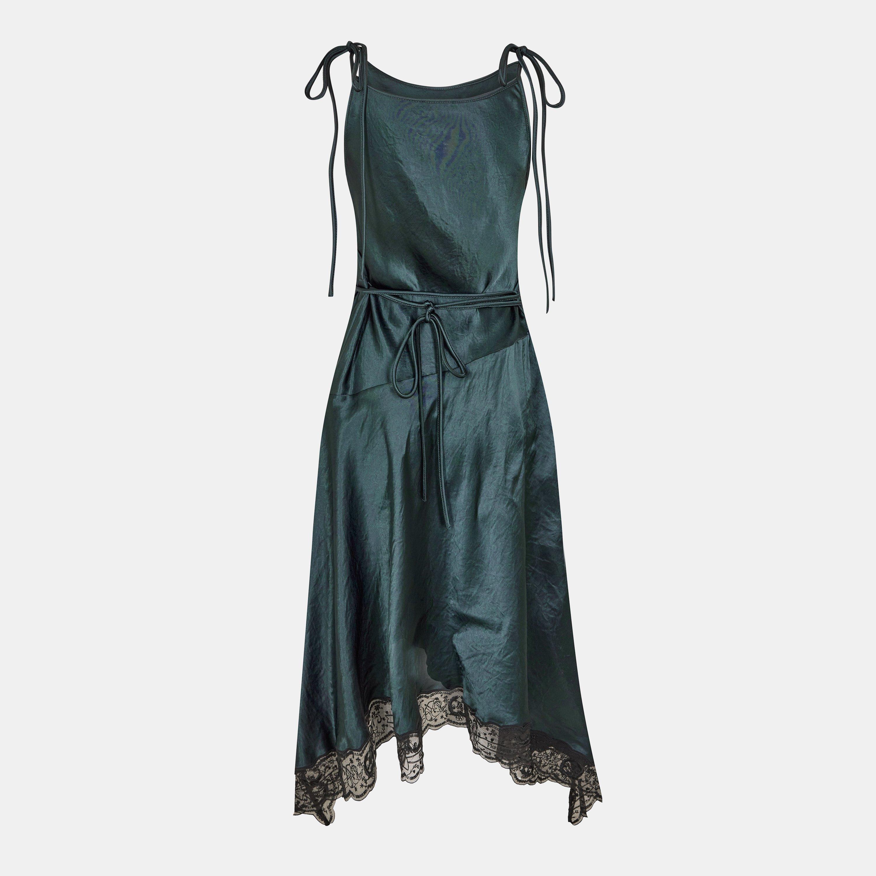Petrol Blue - Acne Studios - Womens Satin Lace Dress - 2