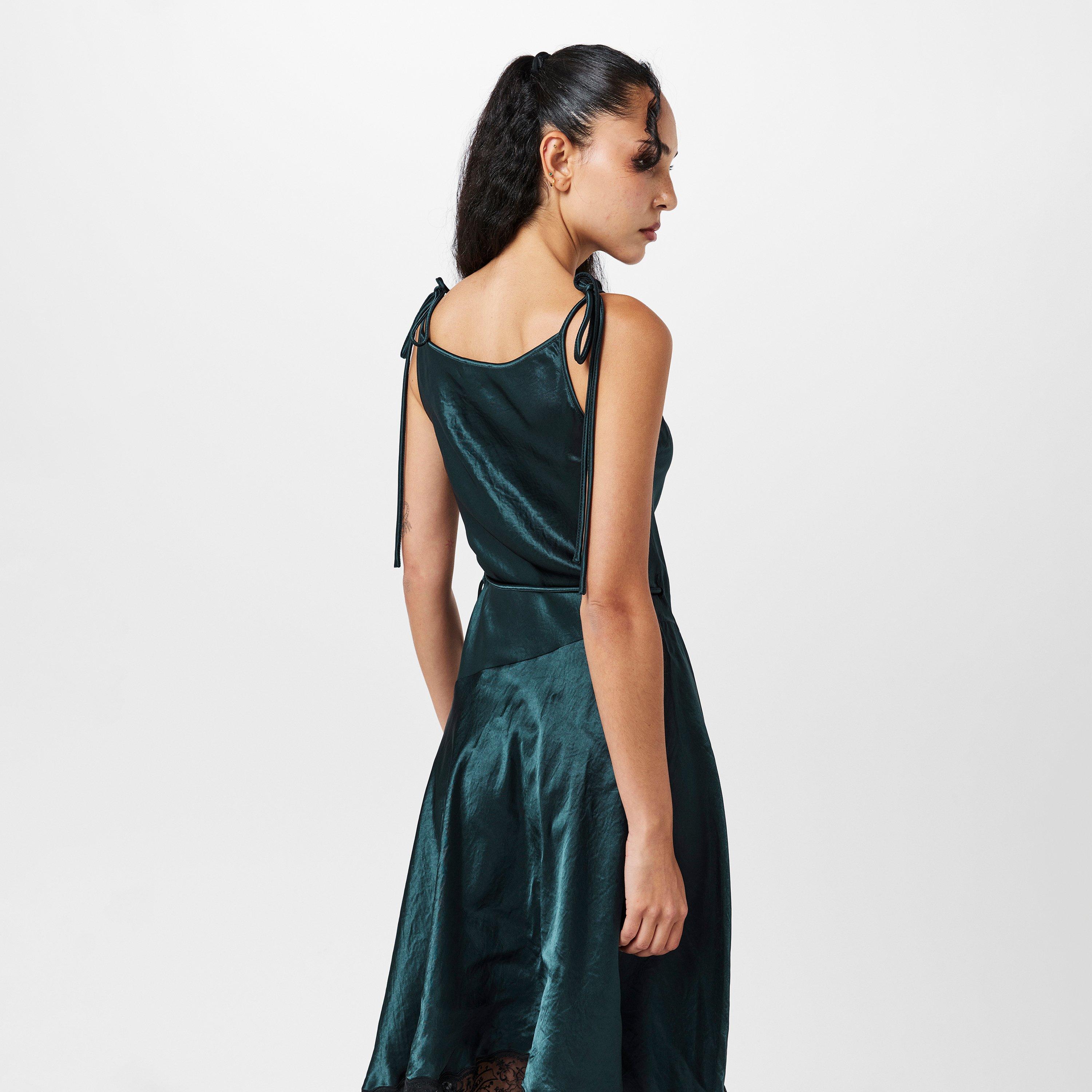 Petrol Blue - Acne Studios - Womens Satin Lace Dress - 4