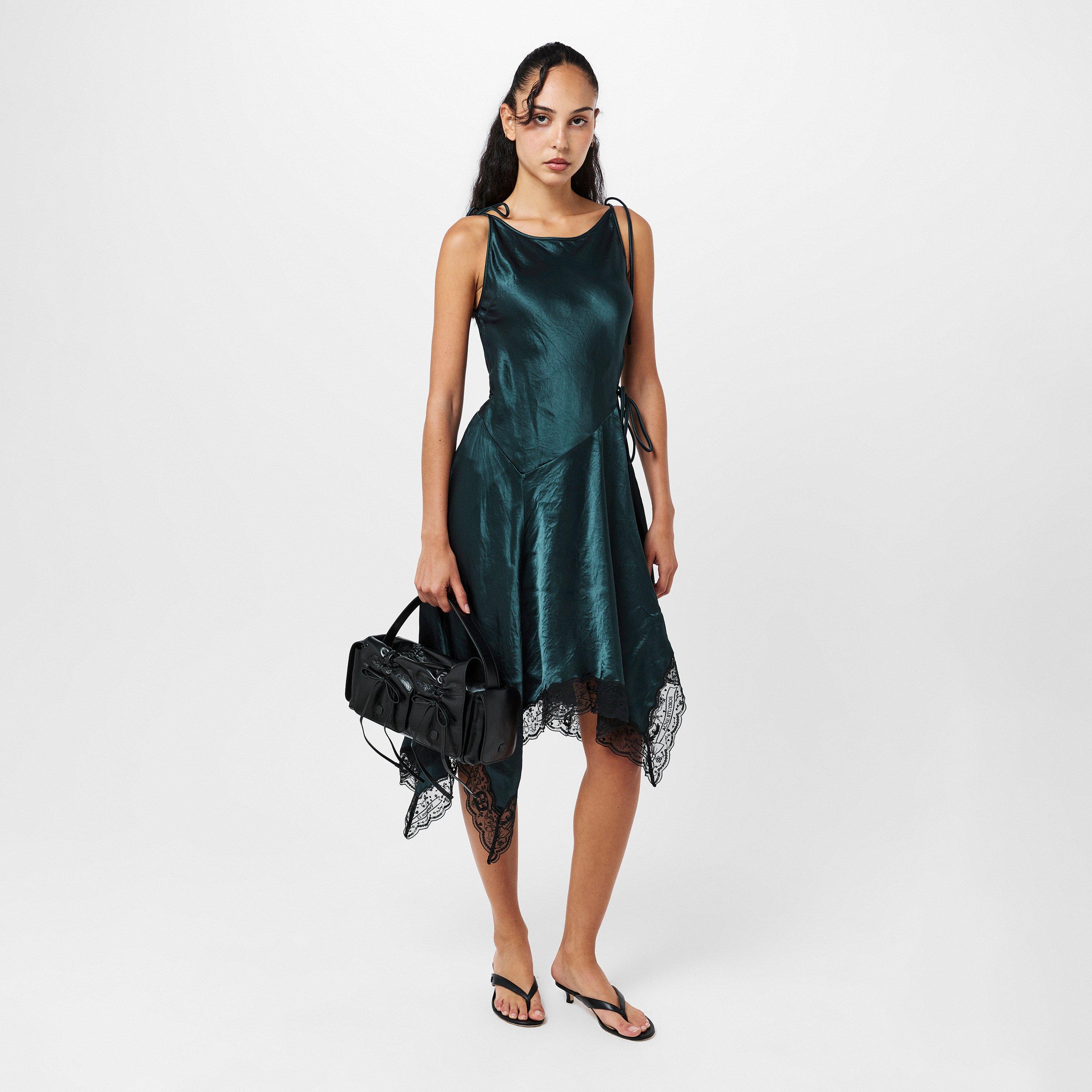 Petrol Blue - Acne Studios - Womens Satin Lace Dress - 6