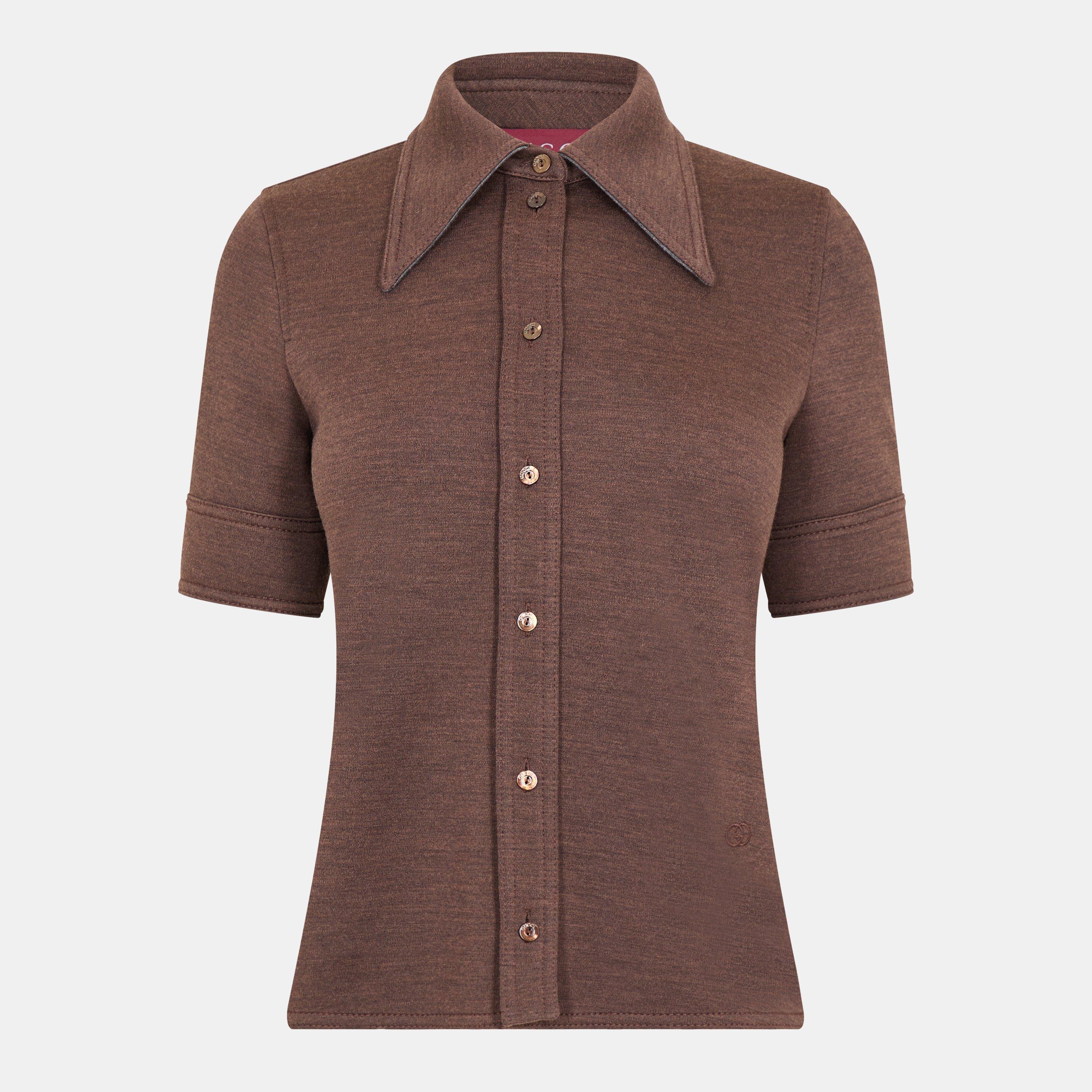 Gucci Women's Short-Sleeve Patterned Shirt - Brown - Size 42 (UK 10)