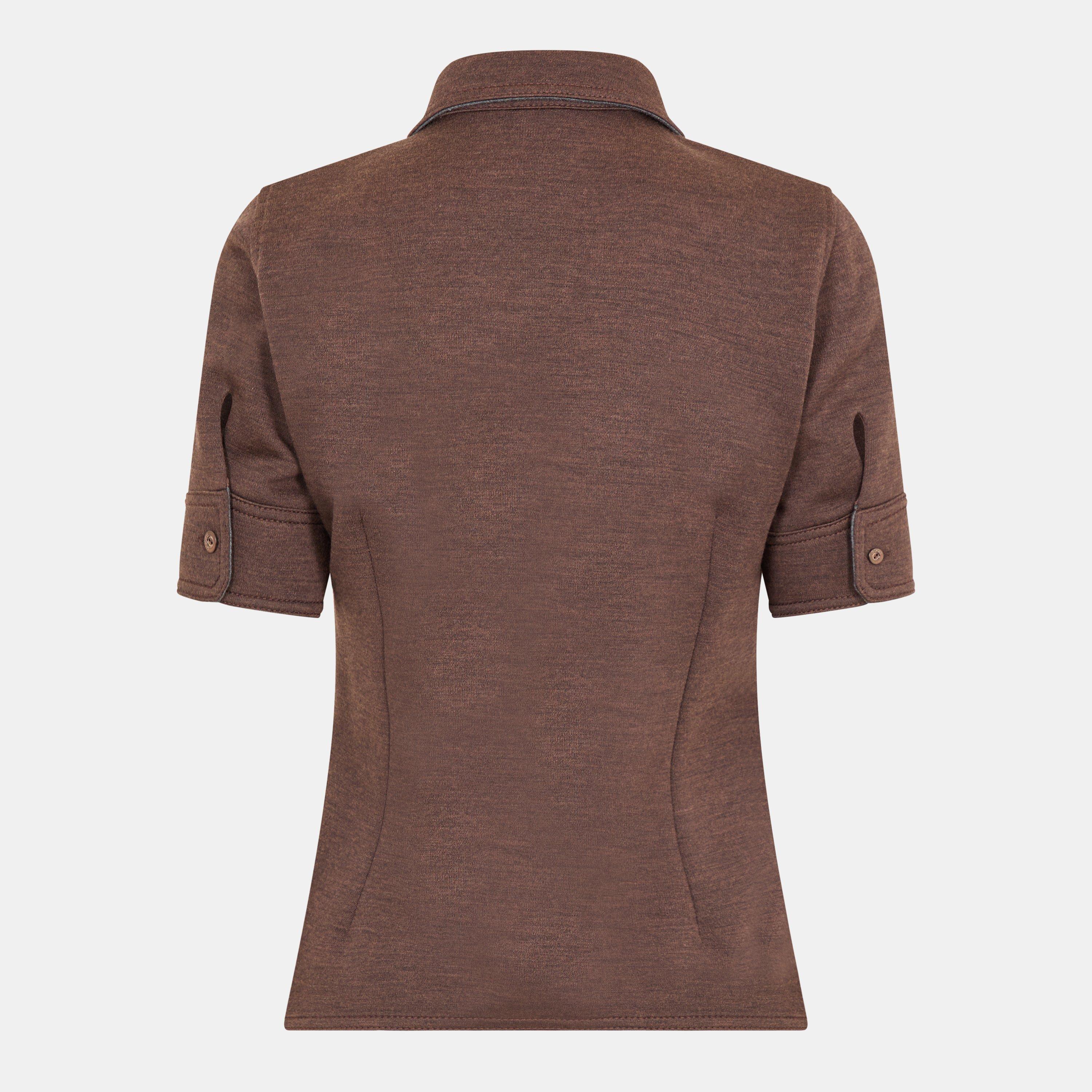 Brown - Gucci - Women's Short-Sleeve Patterned Shirt - 2