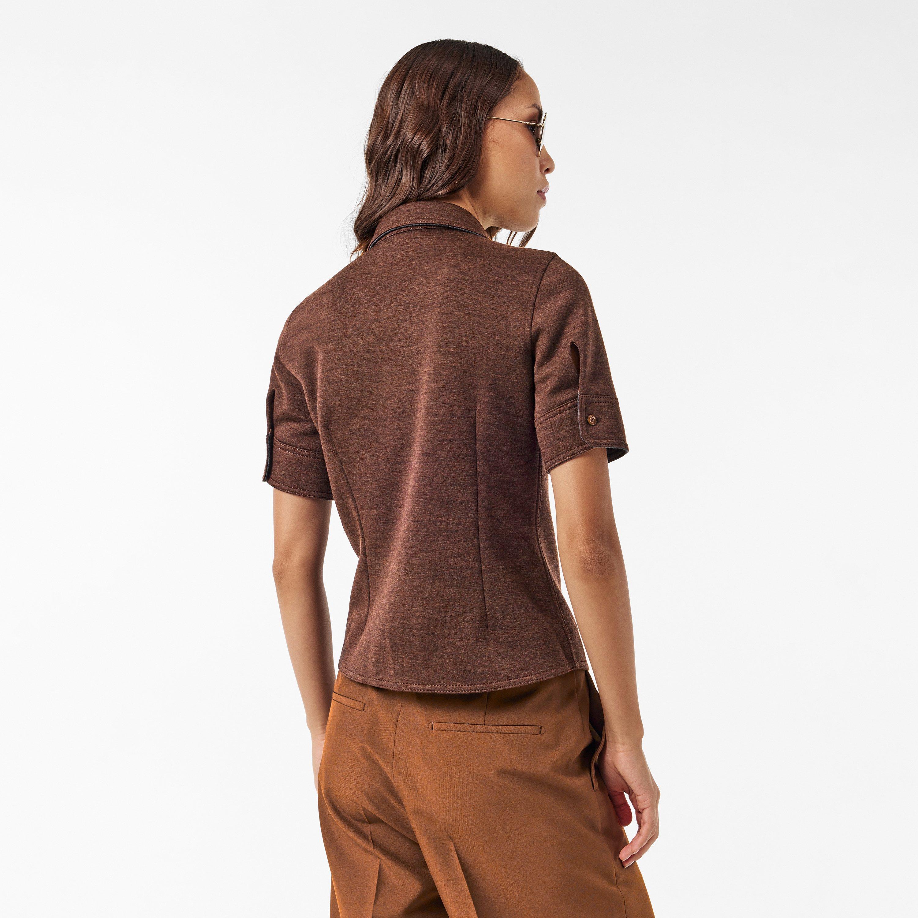 Brown - Gucci - Women's Short-Sleeve Patterned Shirt - 4