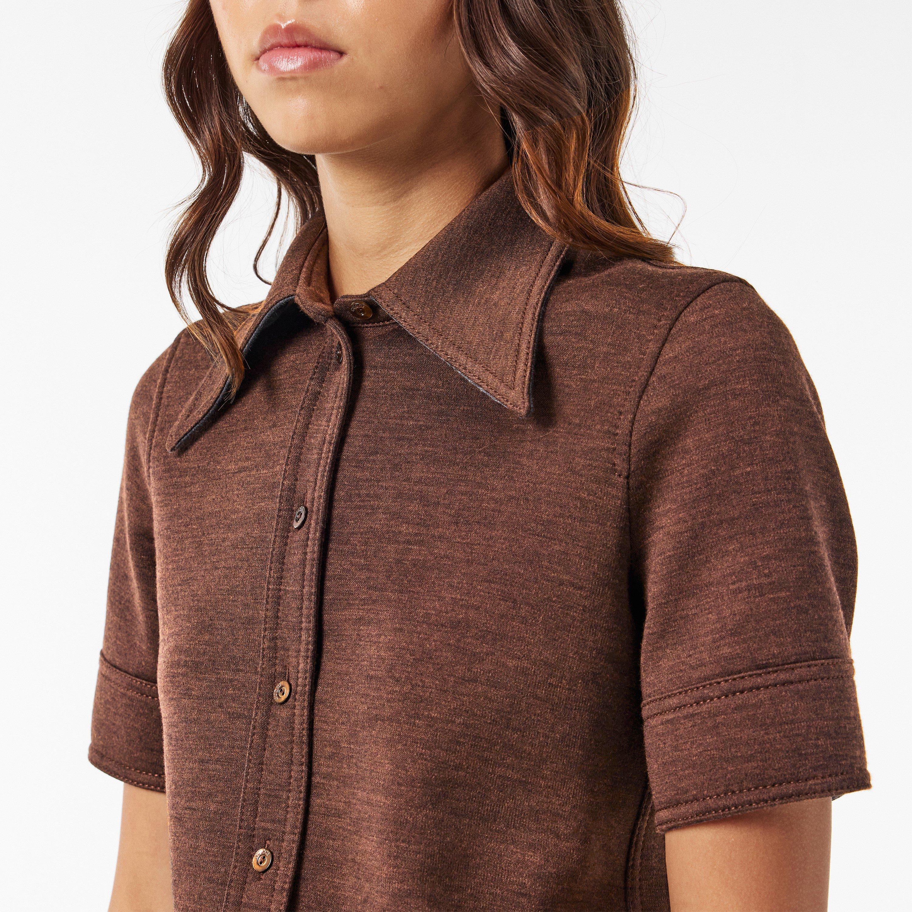 Brown - Gucci - Women's Short-Sleeve Patterned Shirt - 5