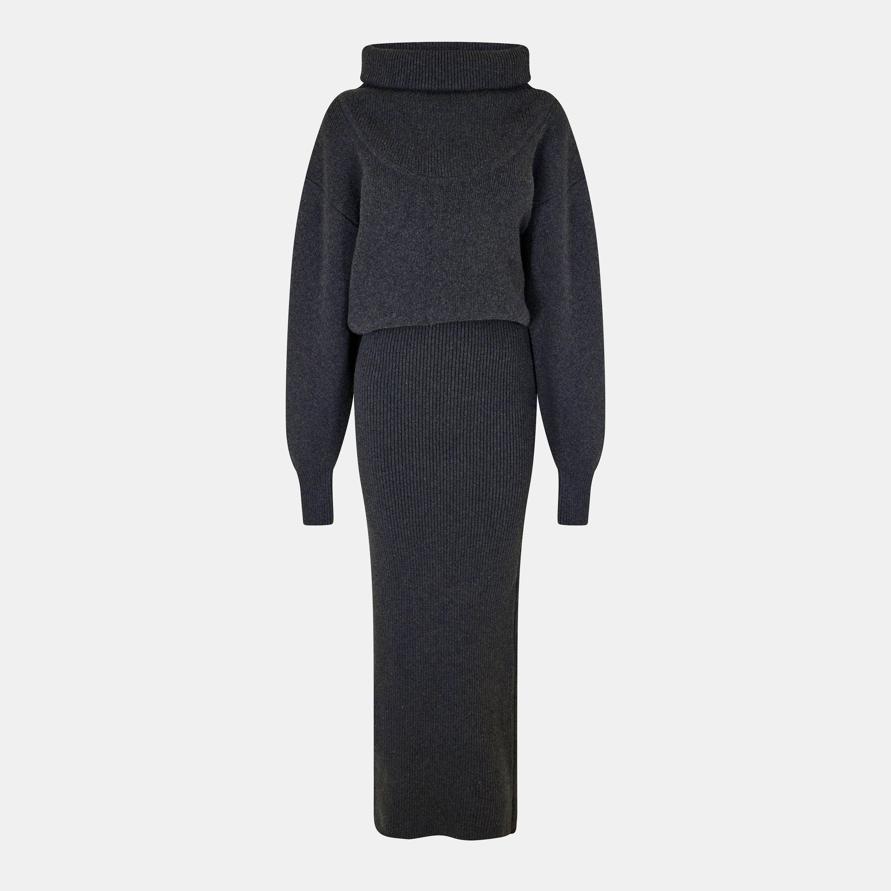 Jacquemus Women's Jacquard Knitted Maxi Jumper Dress - Dark Grey - Size 10 (FR38)
