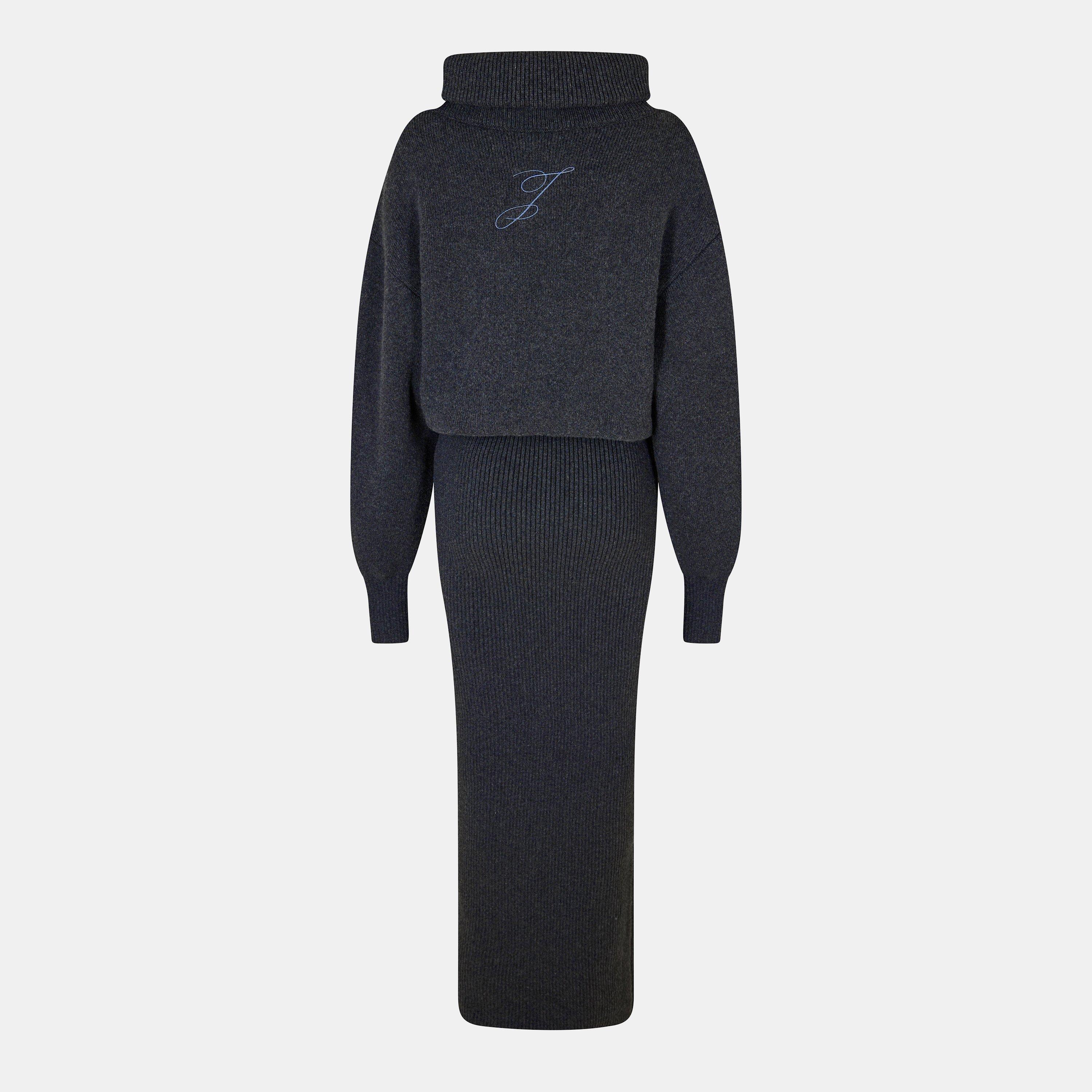Dark Grey - Jacquemus - Women's Jacquard Knitted Maxi Jumper Dress - 2