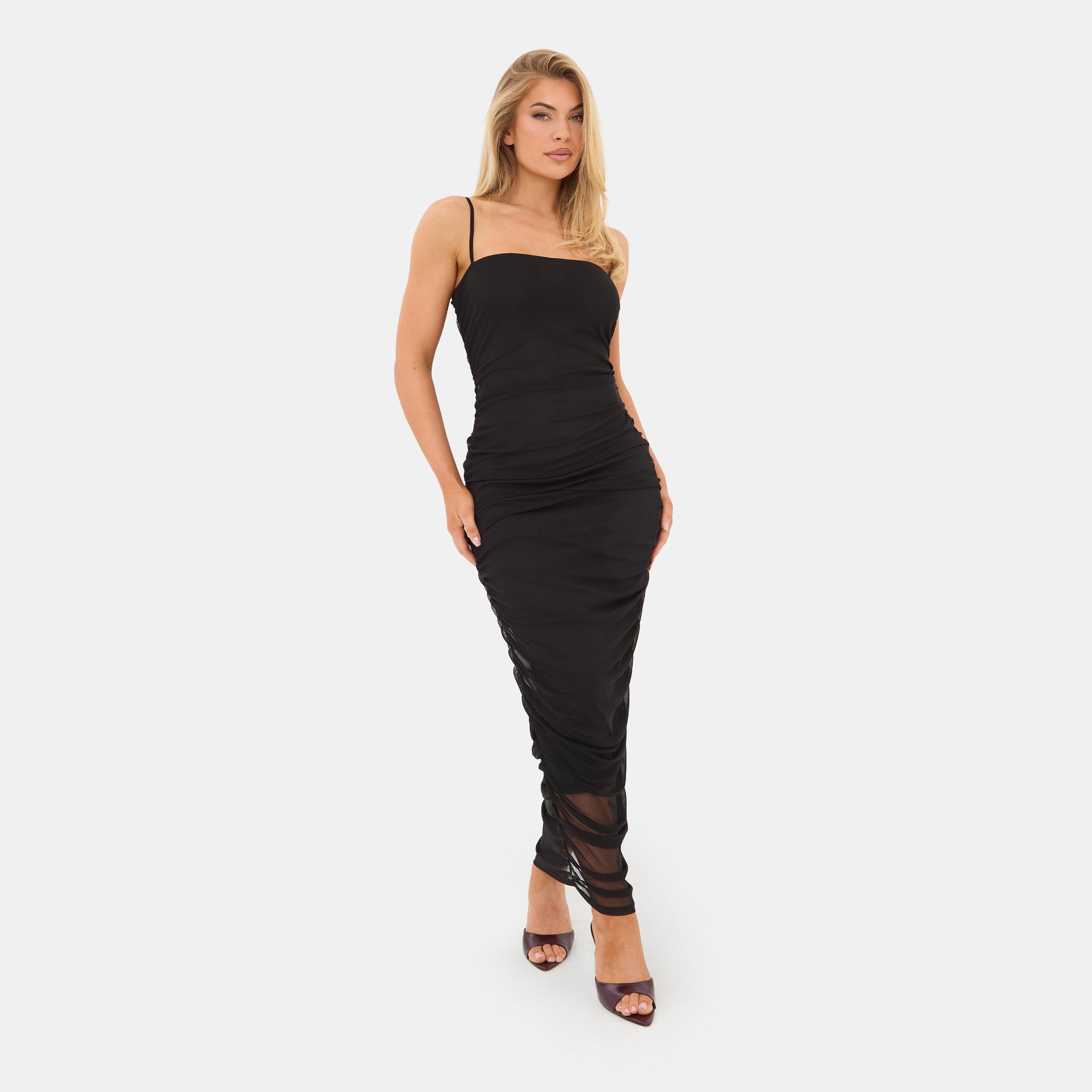 Black - I Saw It First - Mesh Ruched Midi Dress - 1