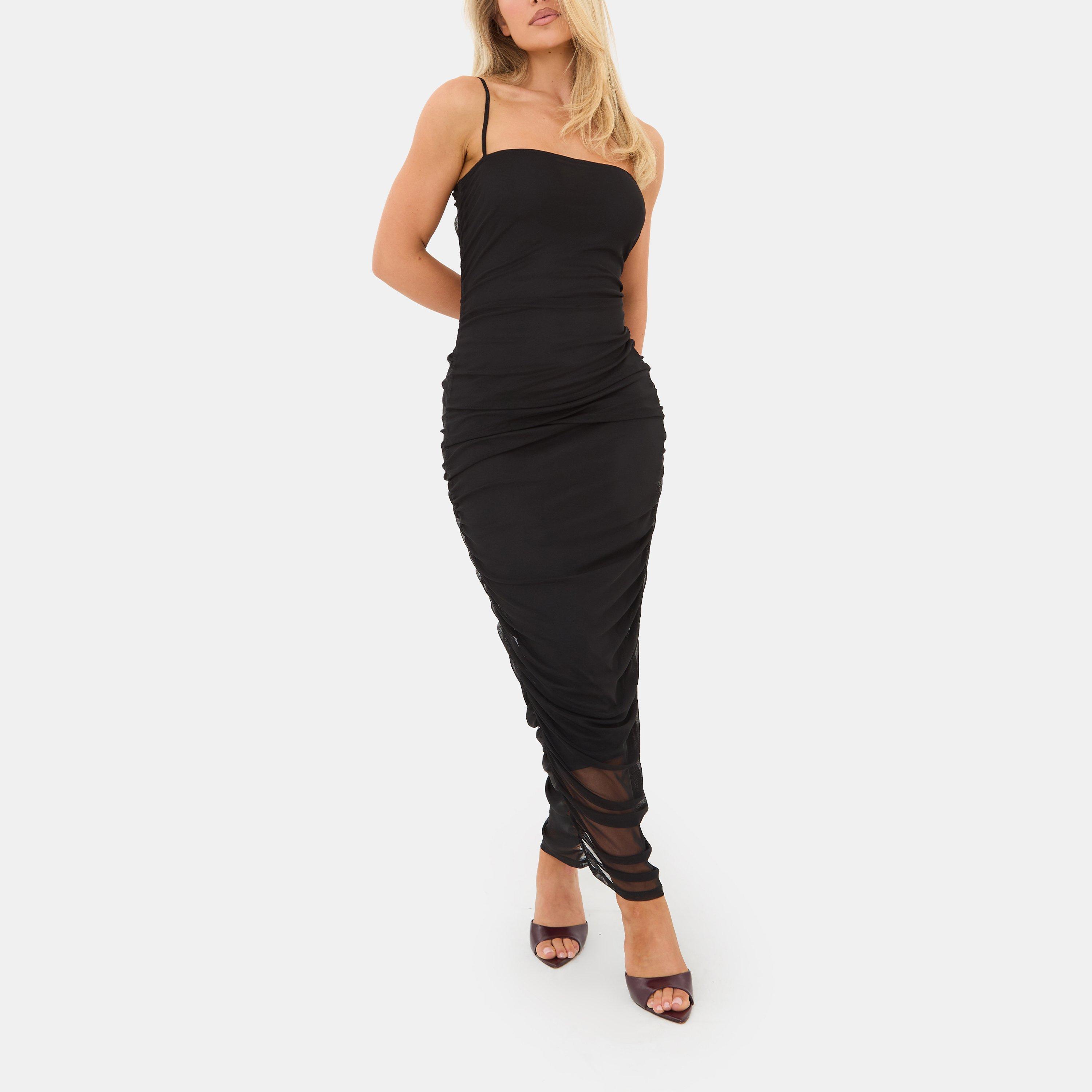 Black - I Saw It First - Mesh Ruched Midi Dress - 2