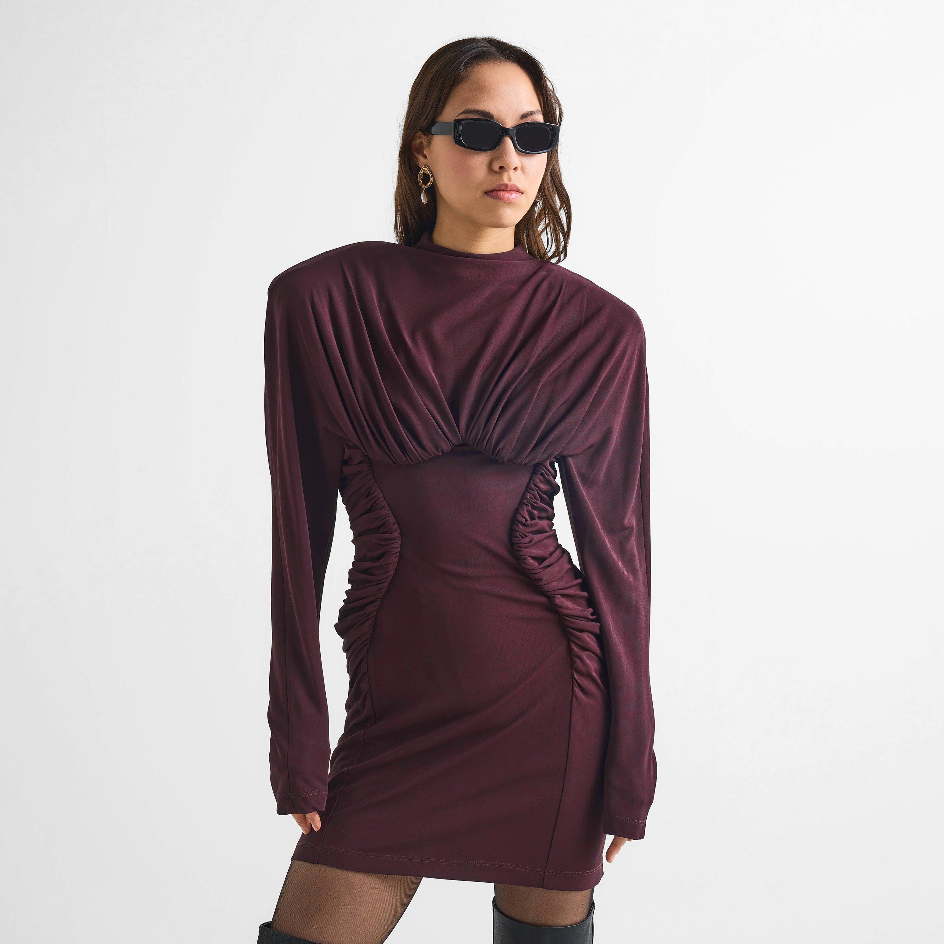 Chocolate - Stella McCartney - Women's Long Sleeve Jersey Mini Dress - 3