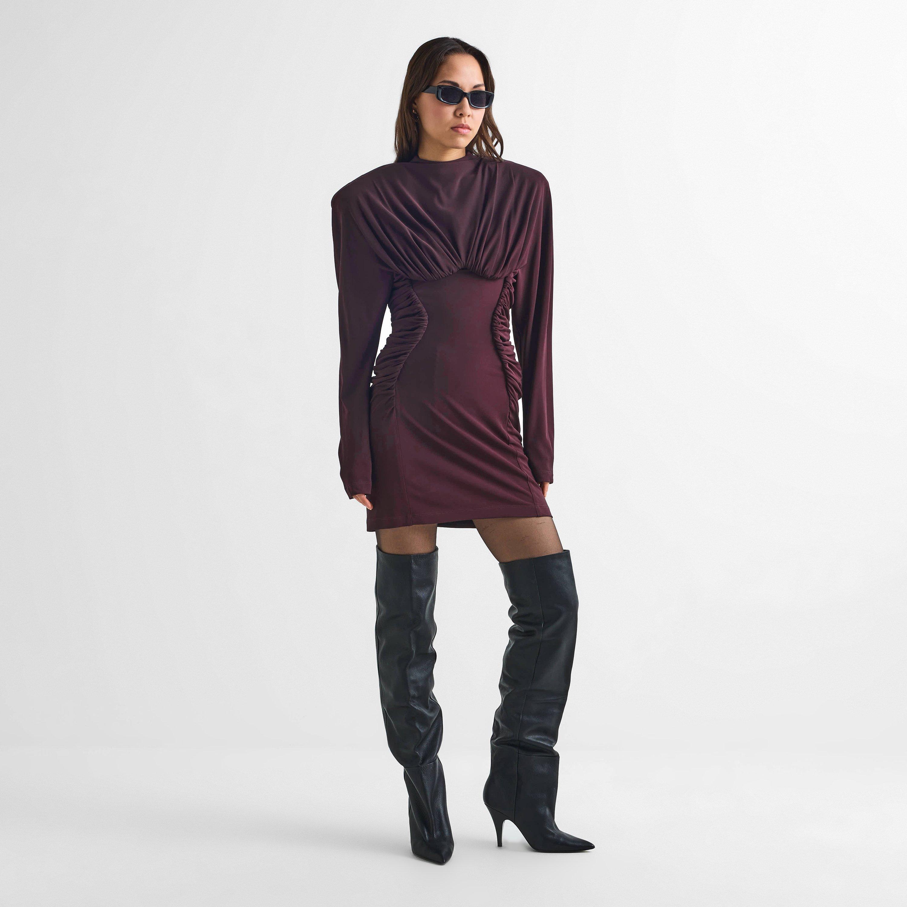 Chocolate - Stella McCartney - Women's Long Sleeve Jersey Mini Dress - 5