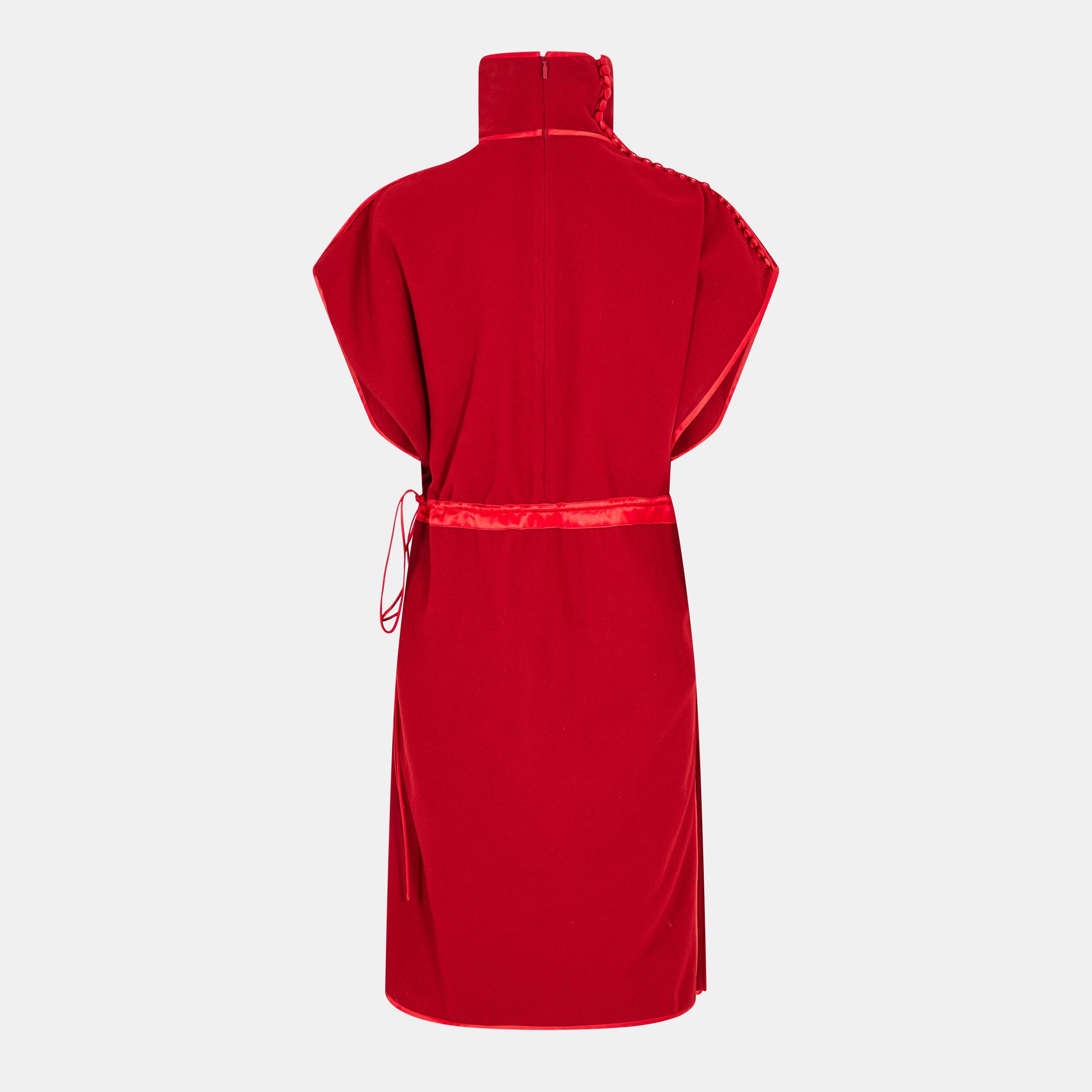 Red - Gucci - Women's Flannel Wool Mini Dress - 2