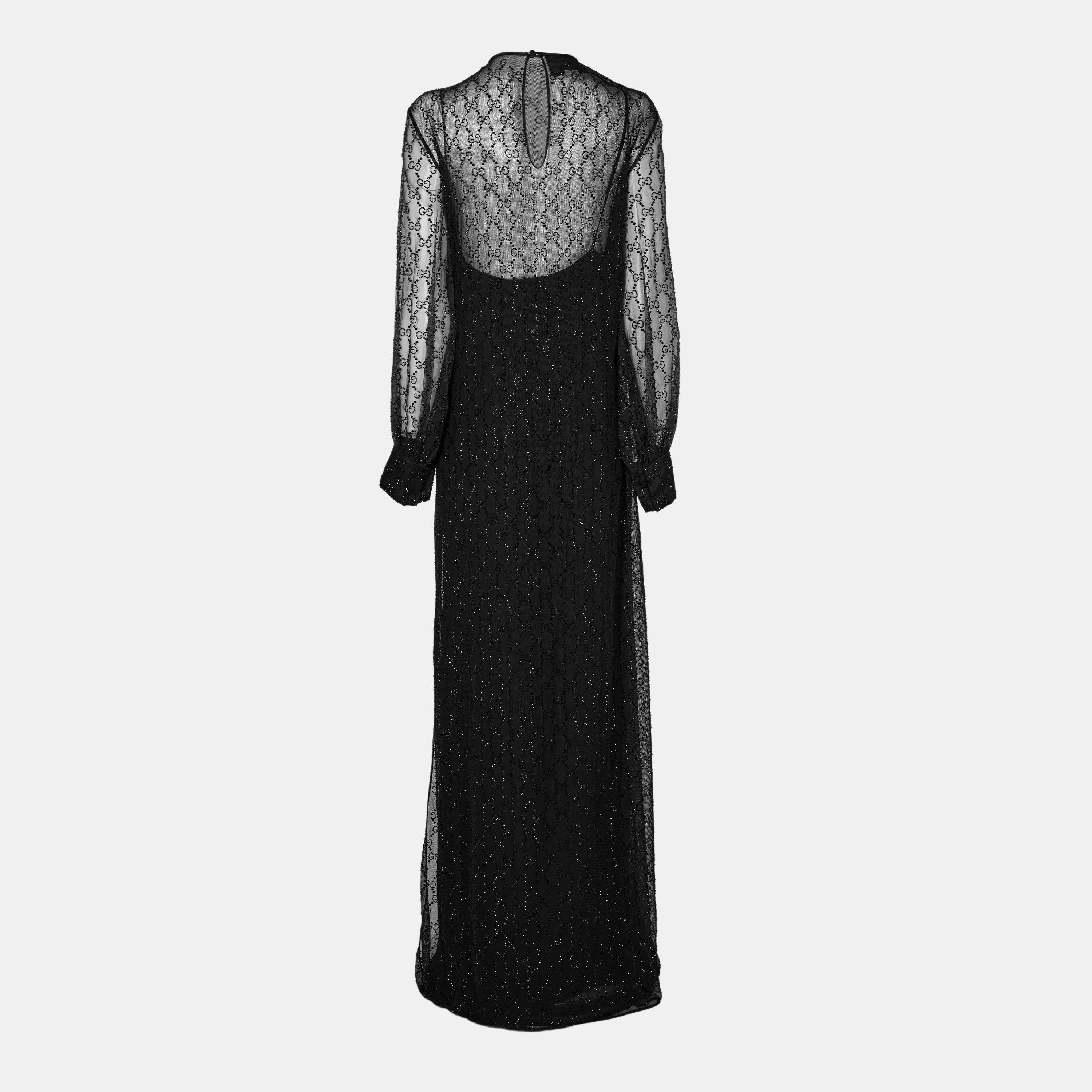 Black/Mix - Gucci - Women's Long Evening Maxi Dress - 2