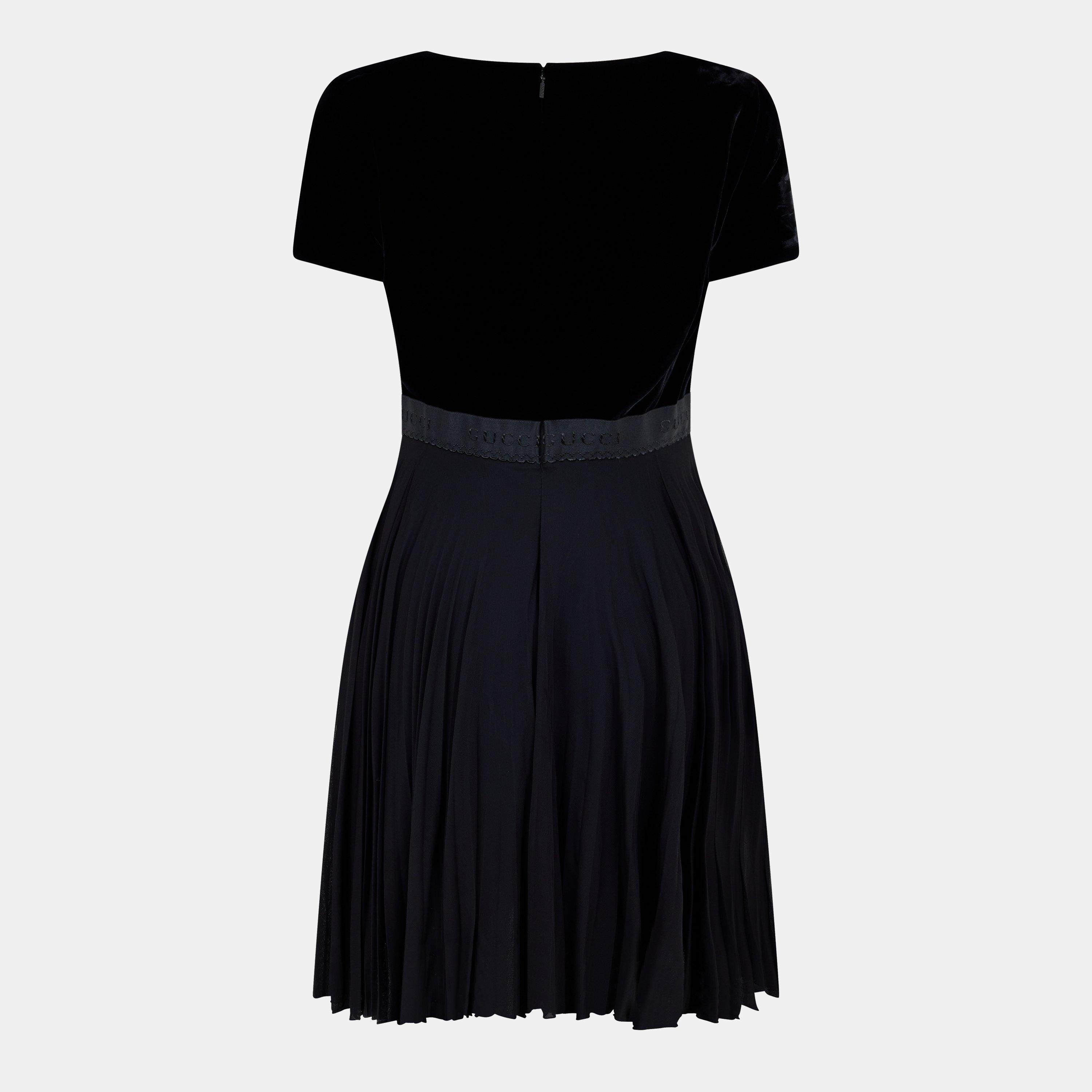 Black - Gucci - Women's Pleated Mini Dress - 2
