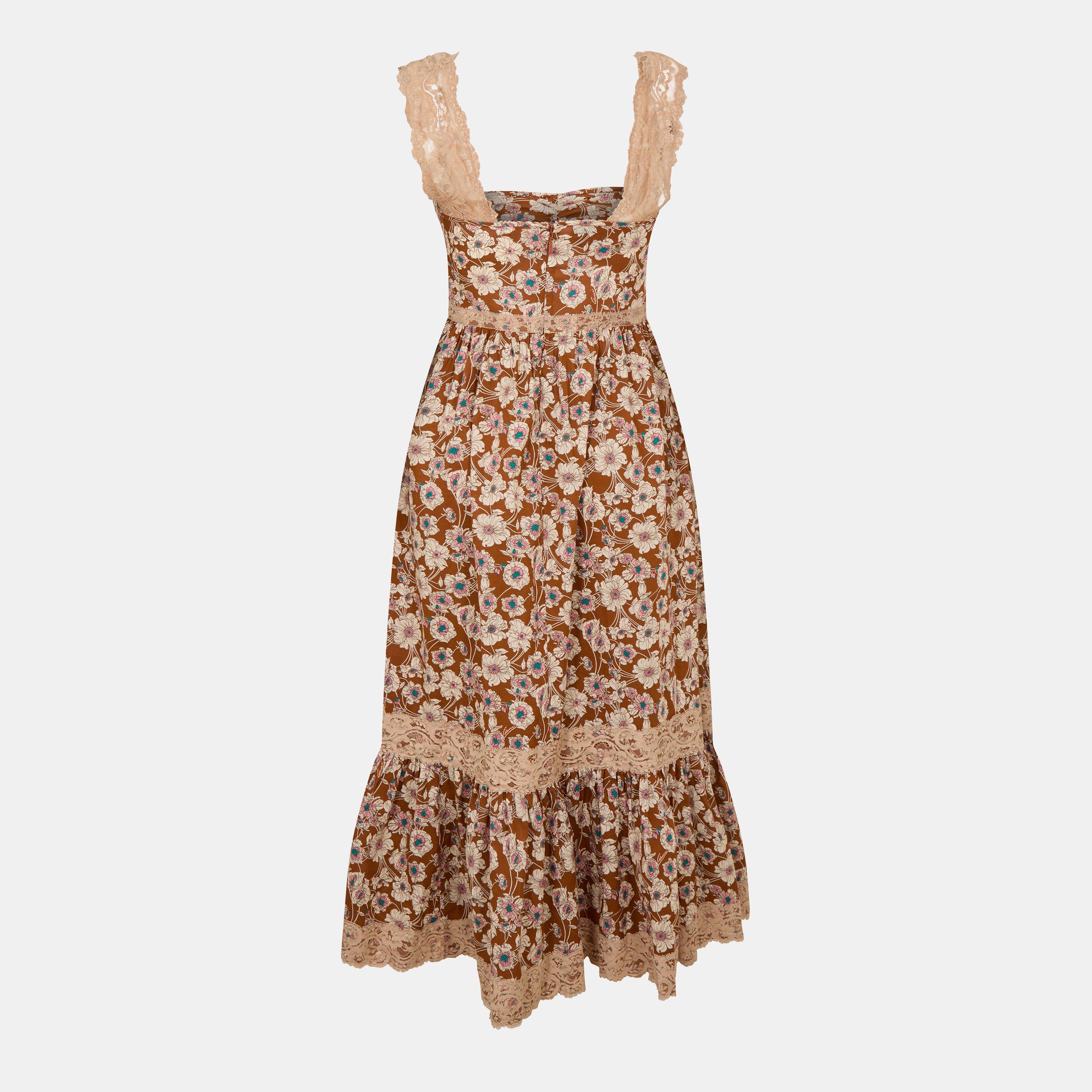 Brown/Mix - Gucci - Women's Print Cotton Maxi Dress - 2