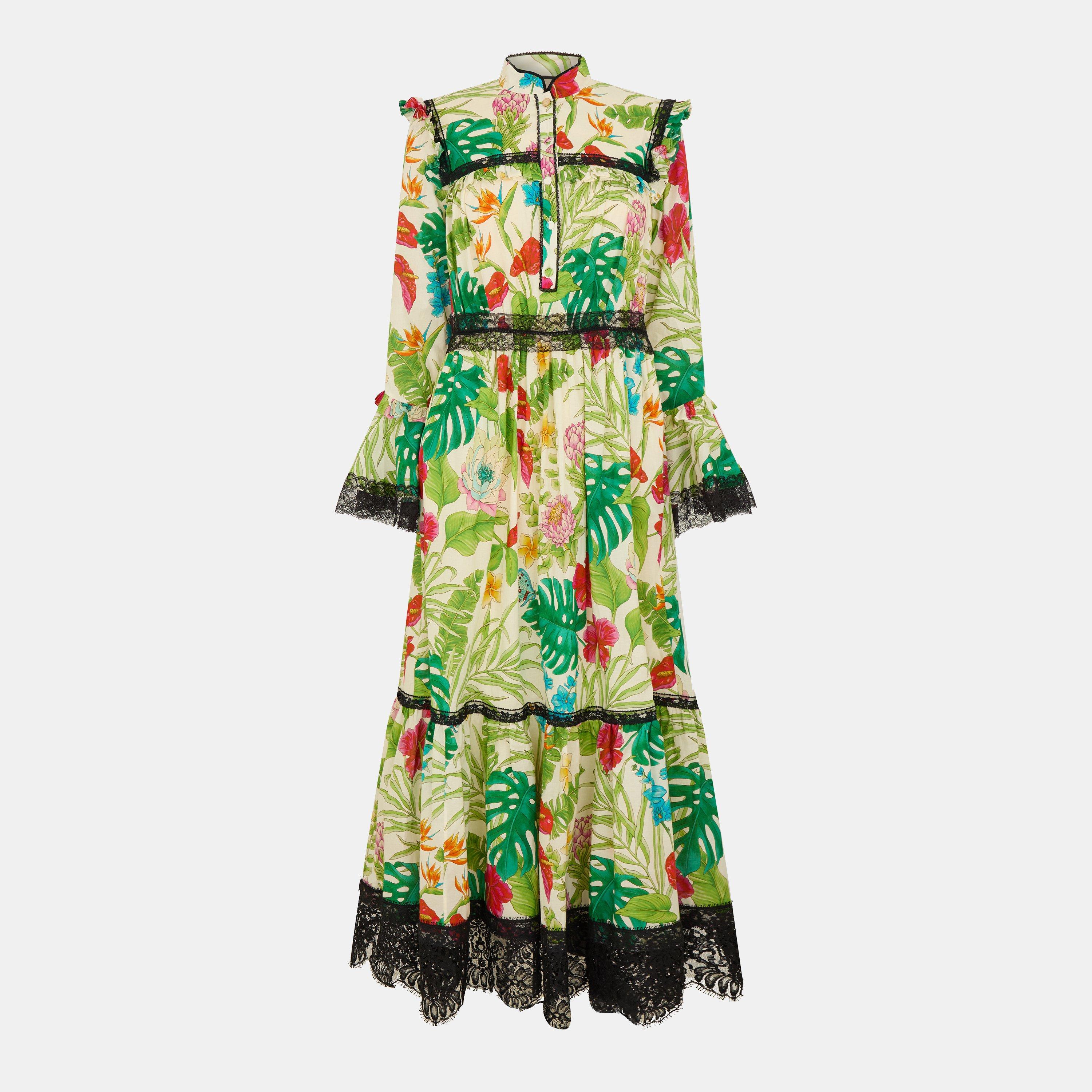 Ivory/Mix - Gucci - Women's Flowing Long Maxi Dress - 1