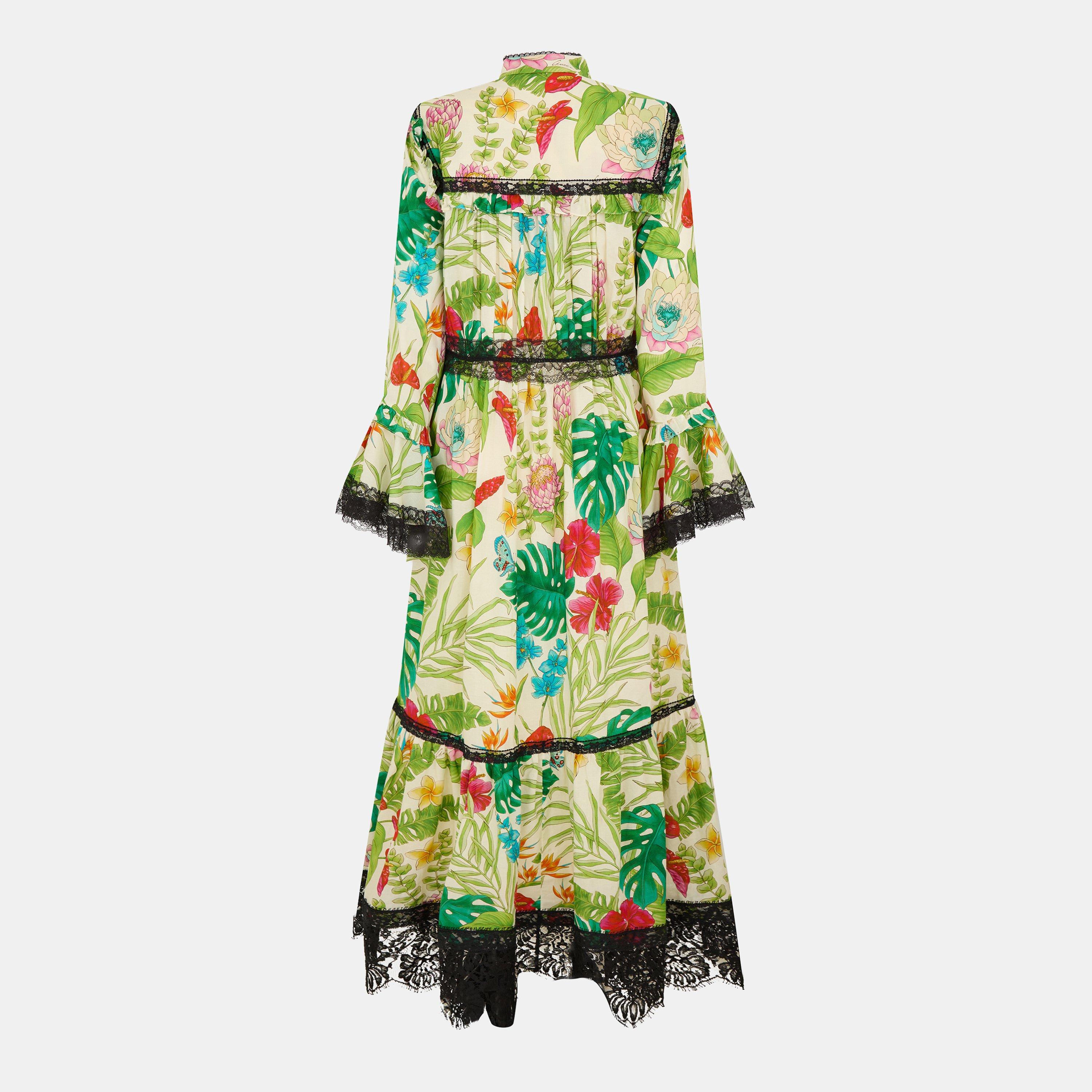 Ivory/Mix - Gucci - Women's Flowing Long Maxi Dress - 2