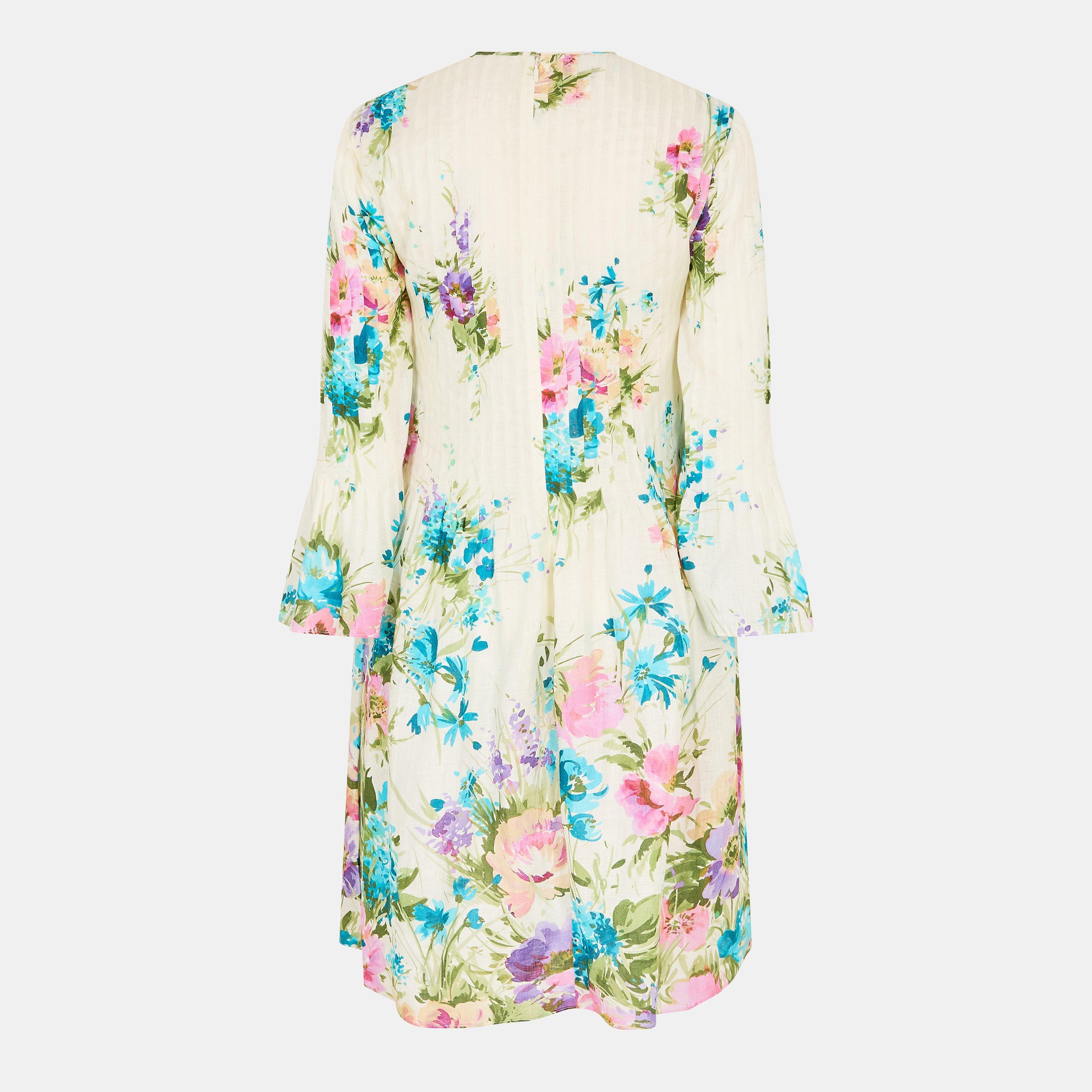 Ivory/Grey/Mc - Gucci - Women's Linen Mini Dress - 2