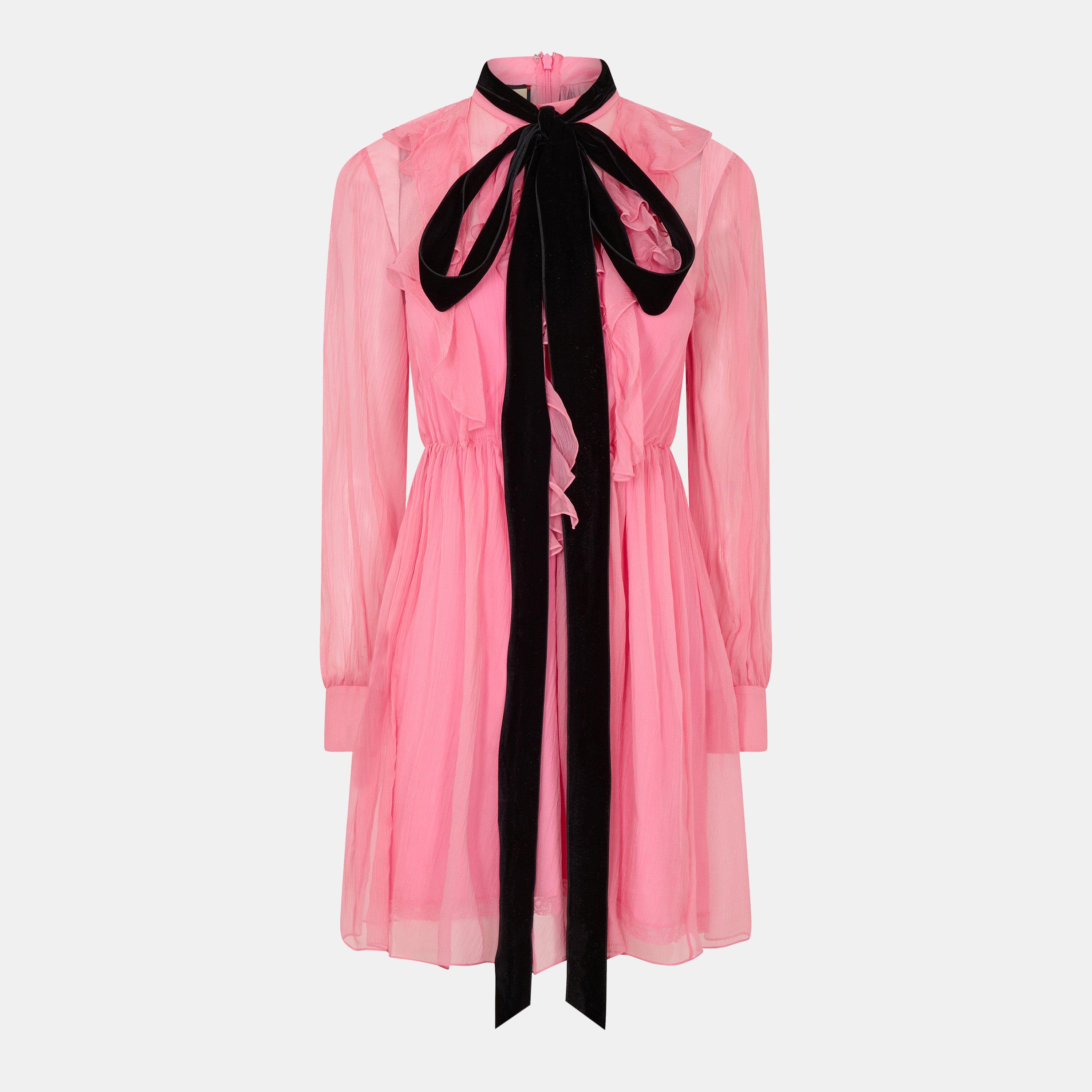 Gucci Women's Ruched Chiffon Mini Dress