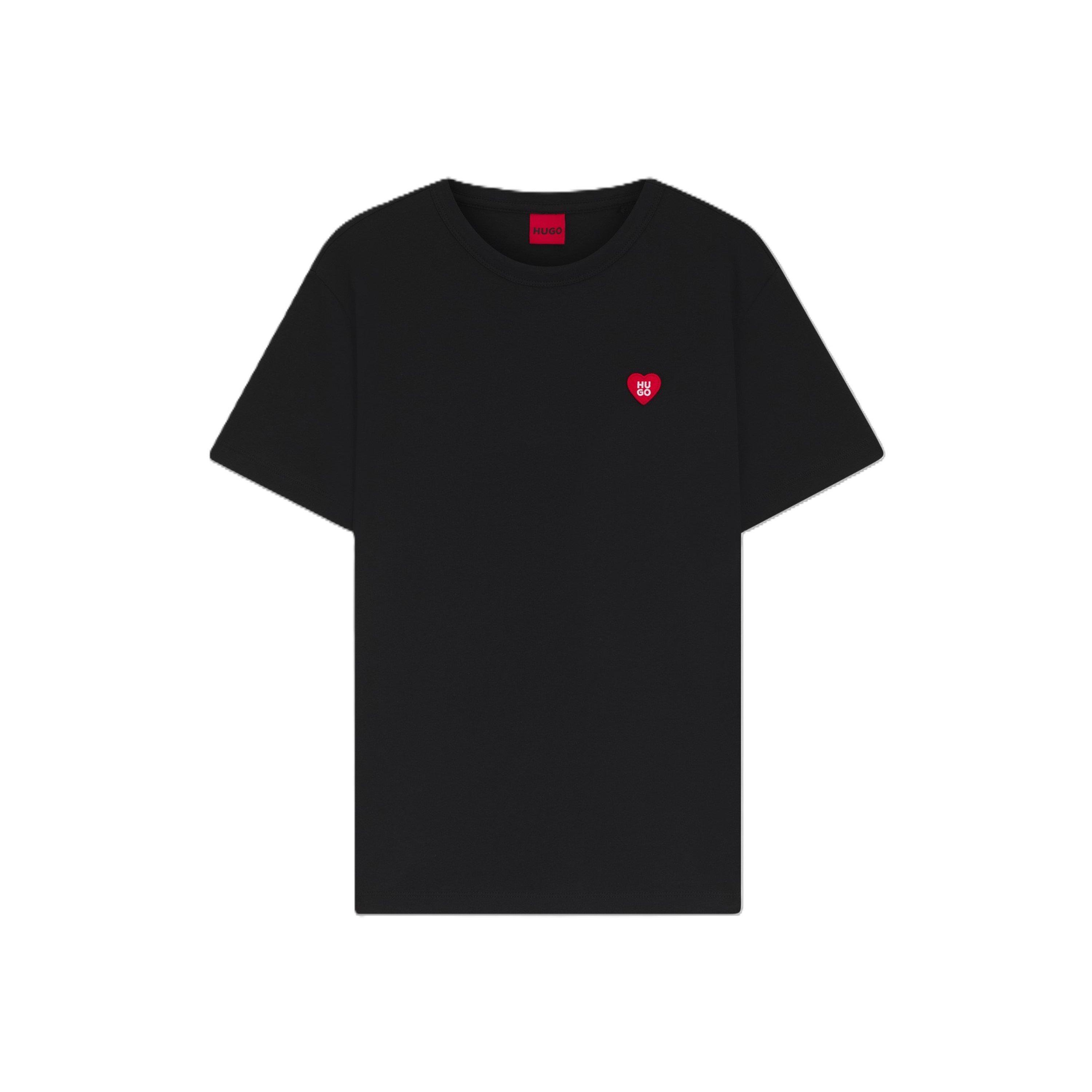 Black 001 - Hugo - Womens HUGO Damacia Short Sleeve T-Shirt with Heart Logo Detail - 1