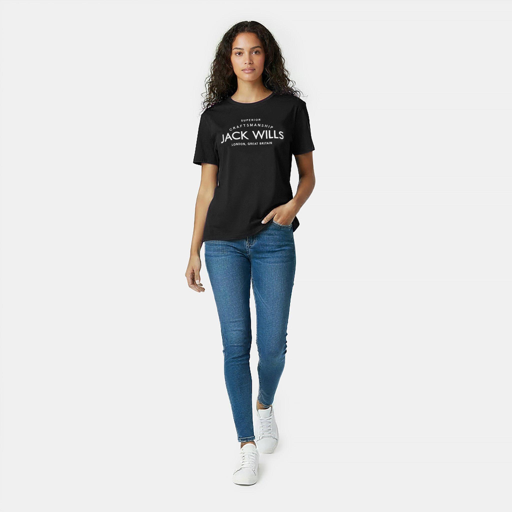 Black - Jack Wills - Forstal Boyfriend T-Shirt Ladies - 5