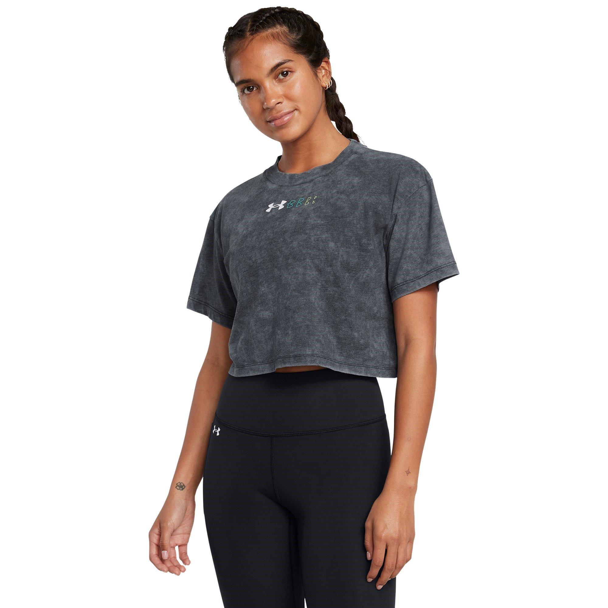 Black/White - Under Armour - Wash Logo Repeat Crop Top - 2