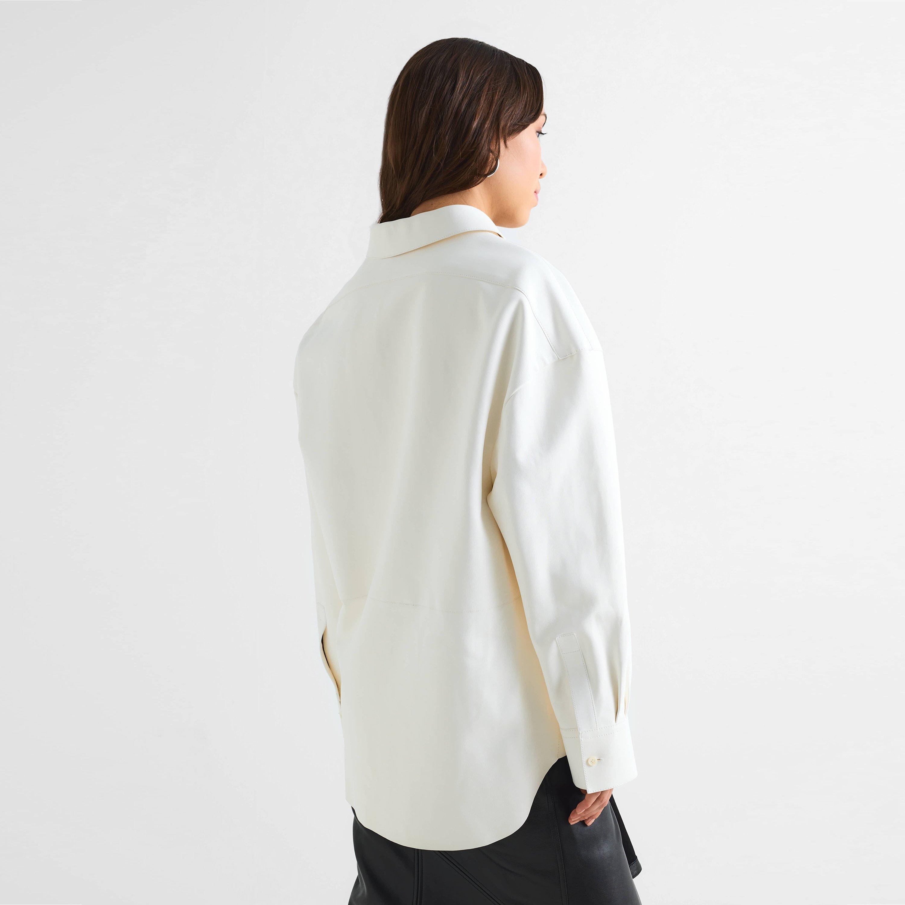 White - GIVENCHY - Women's Long Sleeve Plain Shirt - 4