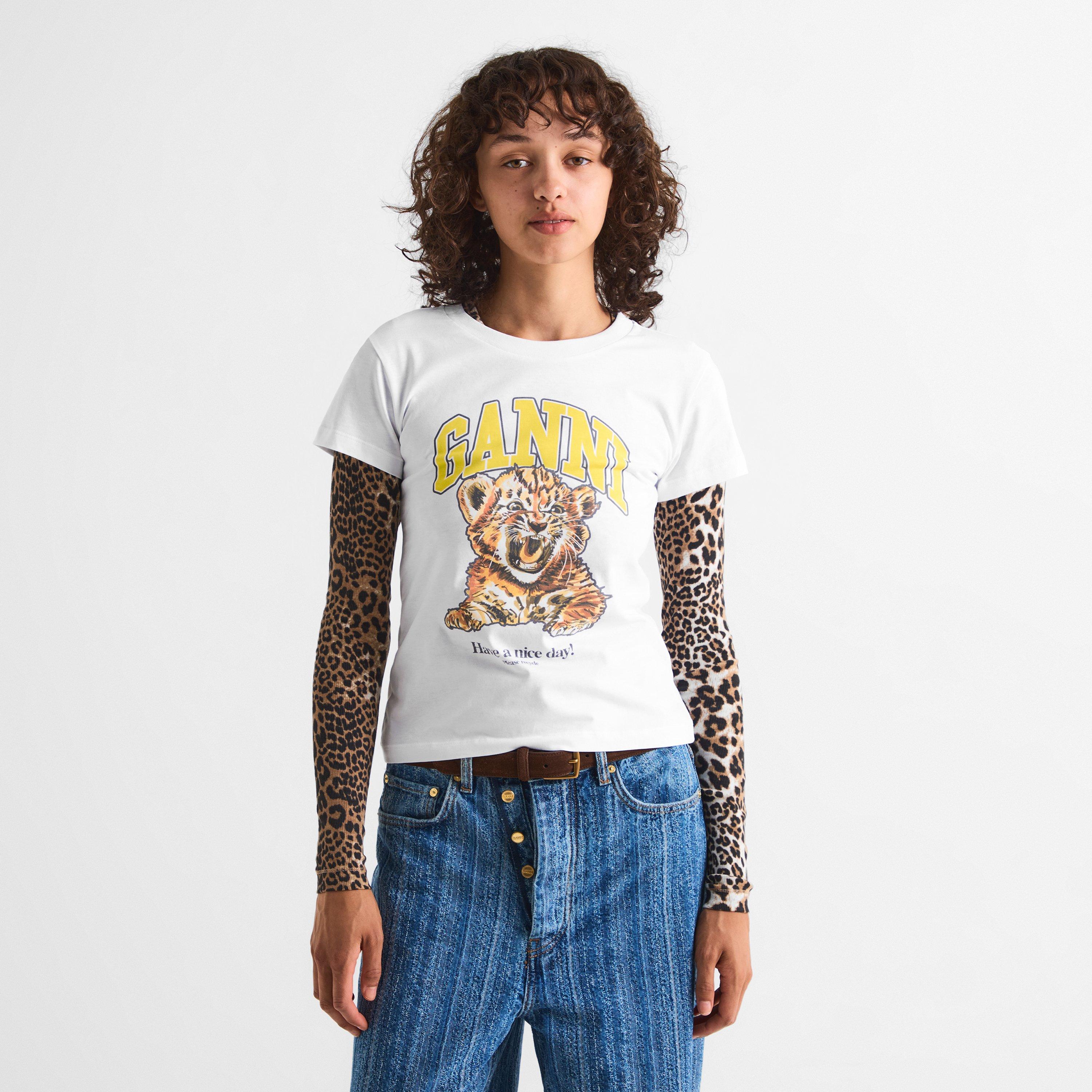 White - Ganni - Women's Jersey Baby Fit T-Shirt - 3